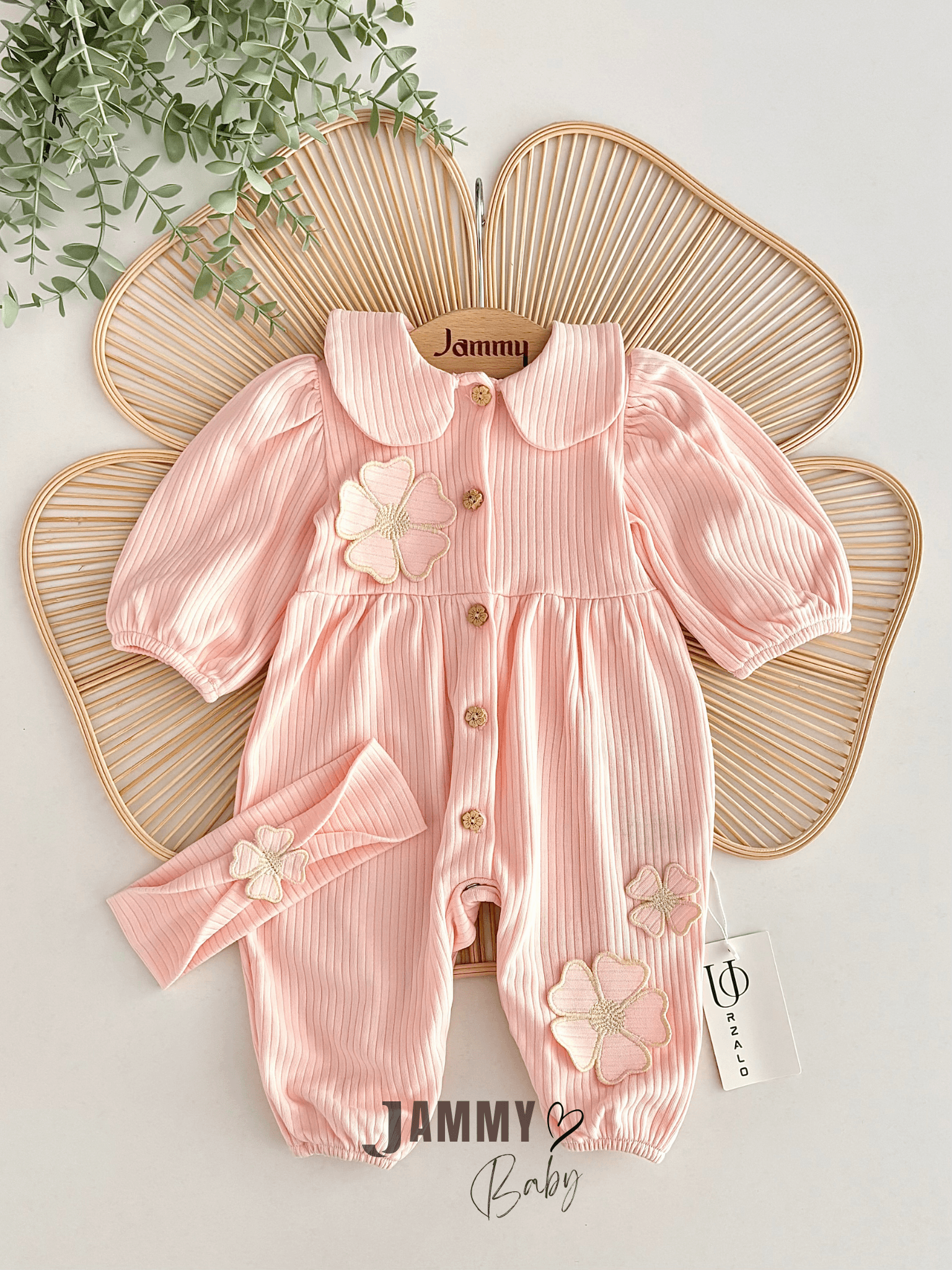 Daisell Nakış İşlemeli Bandanalı Tulum Set-PUDRA