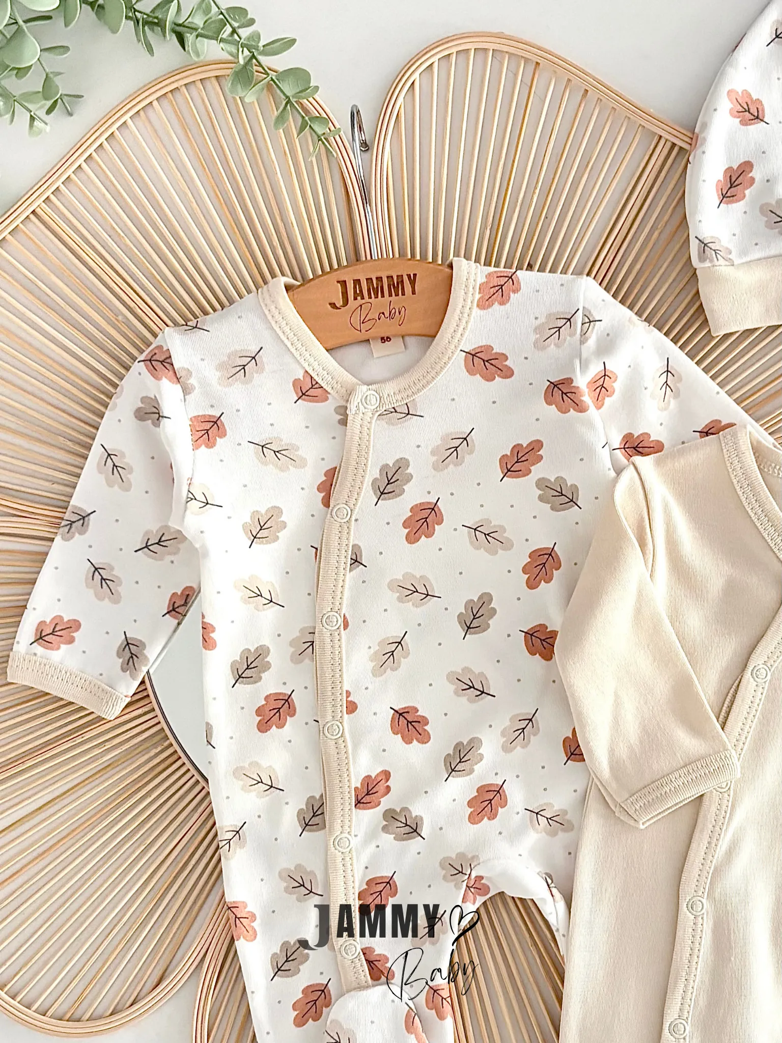 The Leaves 2 Tulum / 2 Şapka Set-KREM