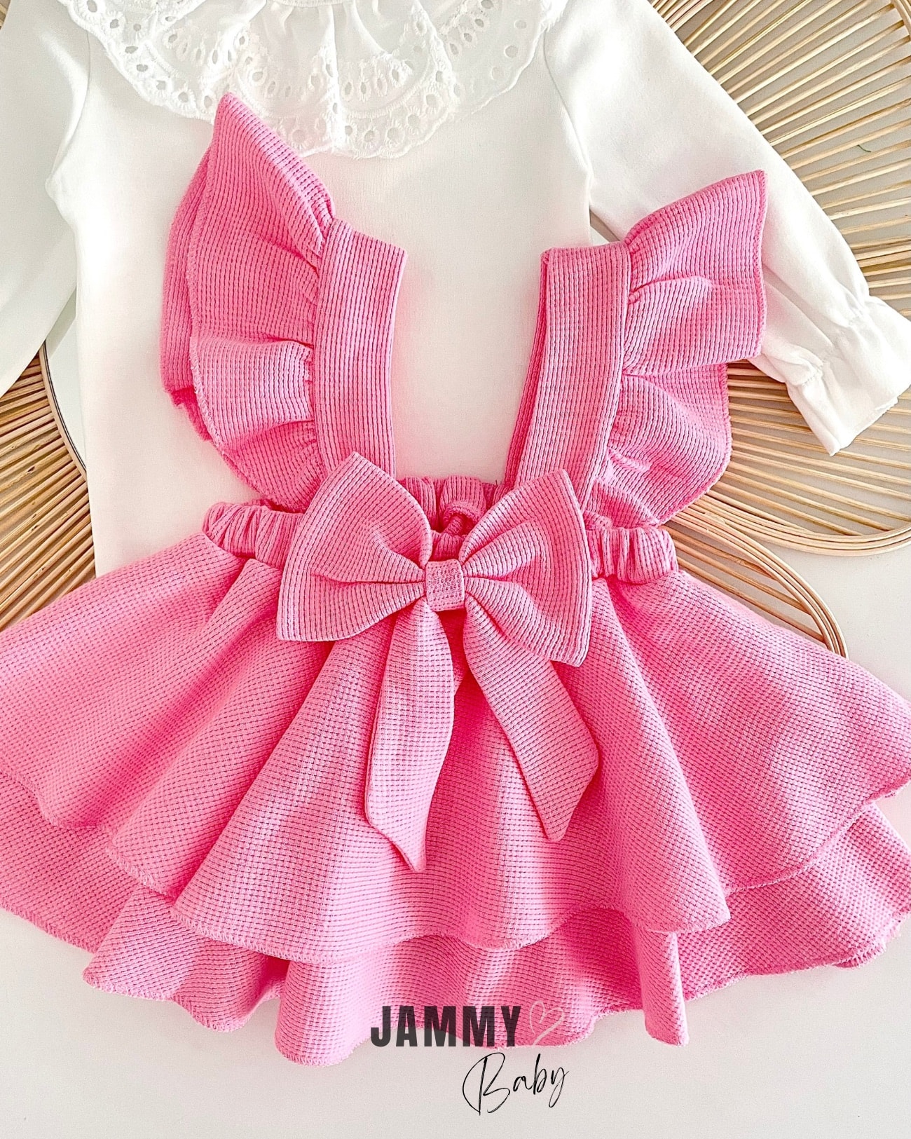 Luana Waffle Jile Elbise Set-PEMBE