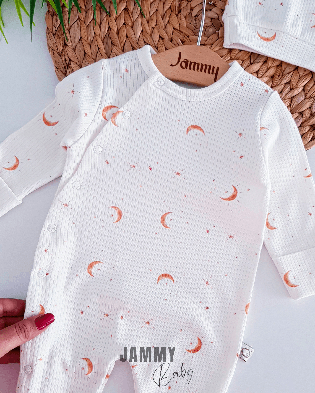 Moon Star Kendinden Eldivenli Kaşkorse Şapkalı Tulum Set-BEYAZ