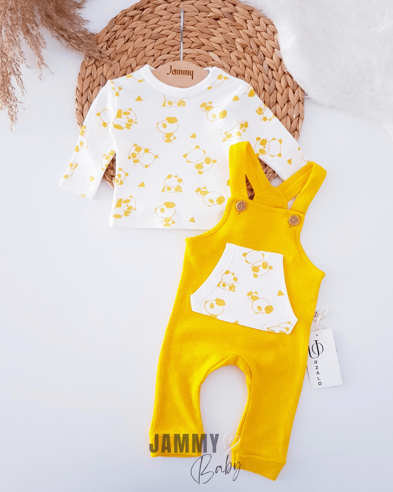 Naughty Panda Waffle Salopet Set-SARI