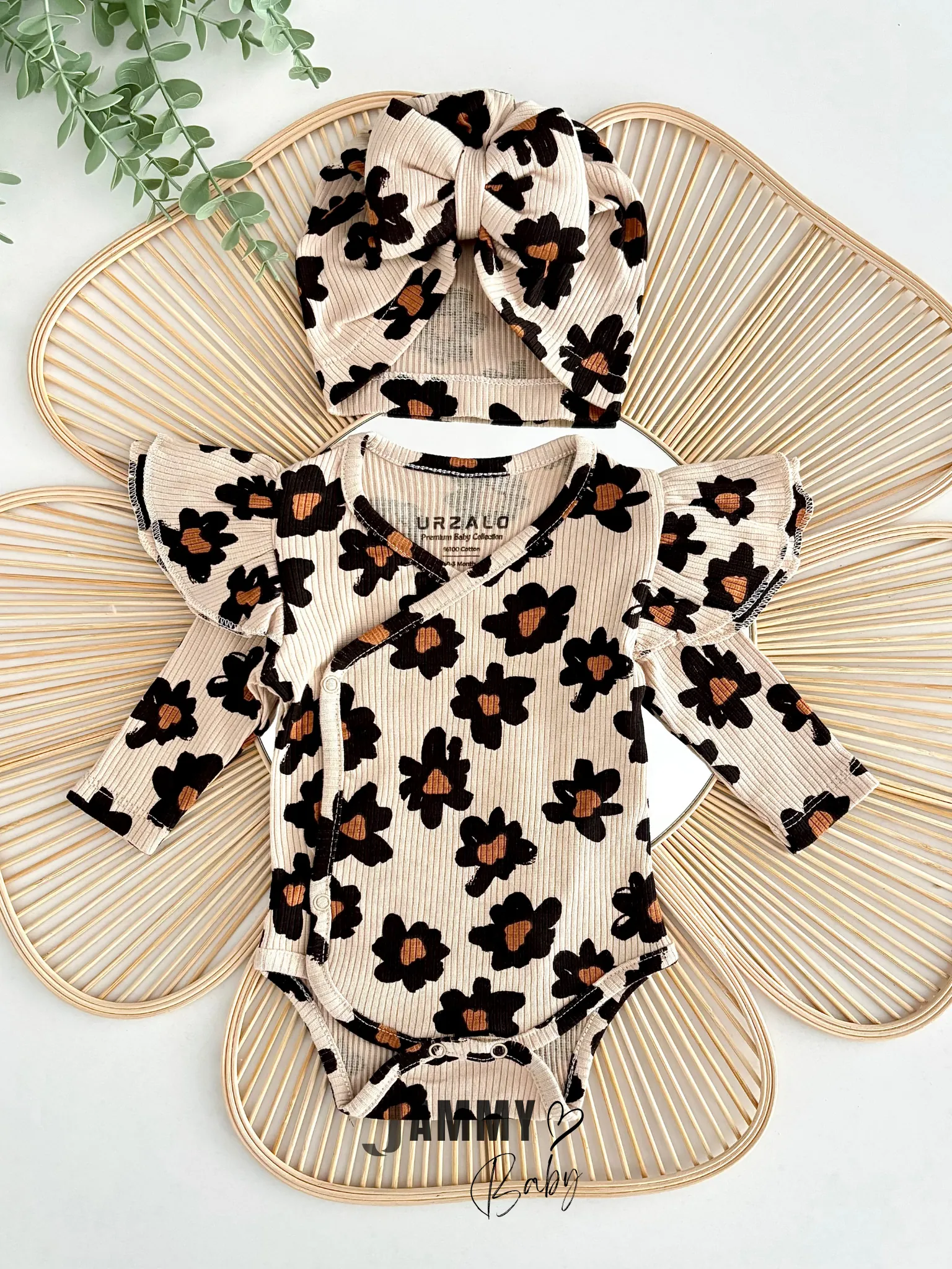 Bloomia Fırfırlı Boneli Ribana Takım-KAHVERENGİ