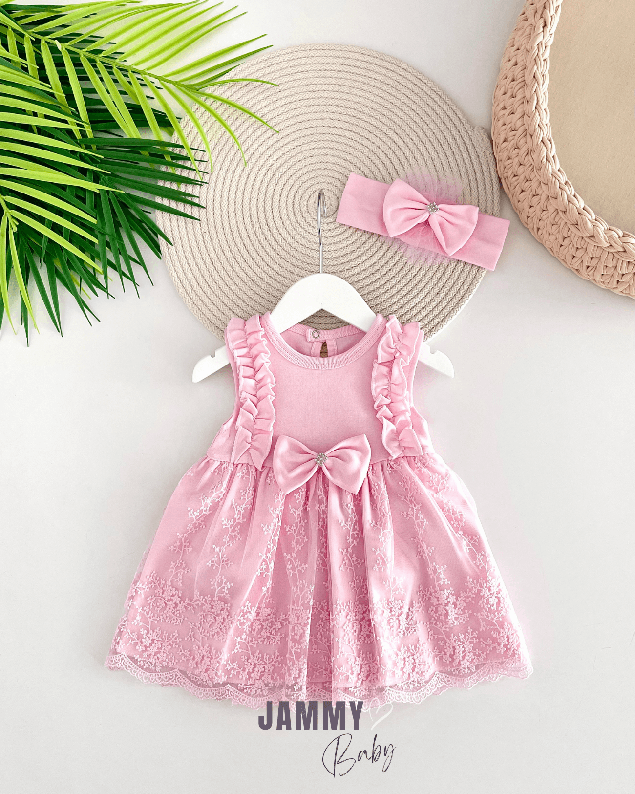 Begonia Kolsuz Dantelli Özel Gün / Mevlüt Elbise Set-PEMBE