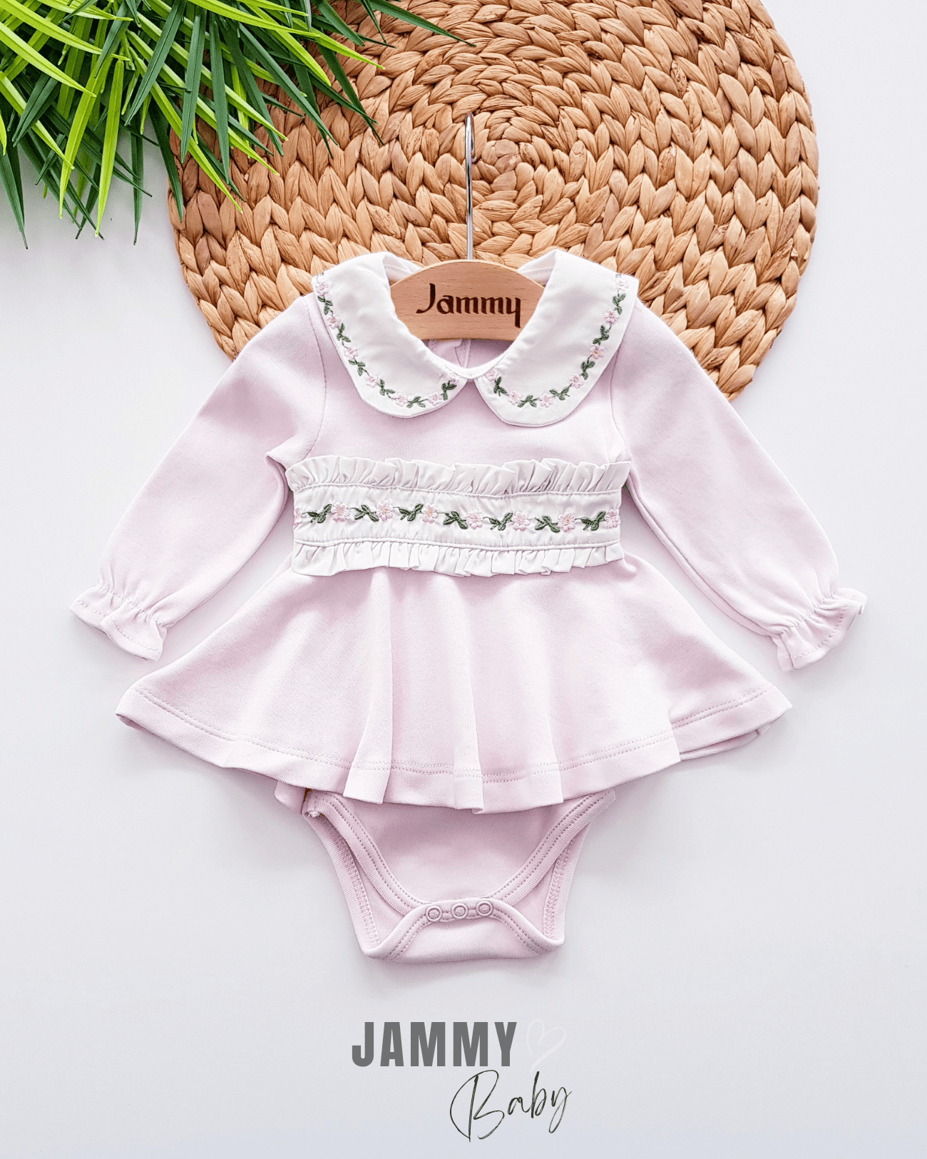 Flowers Garden Bodysuit Elbise-TOZ PEMBE