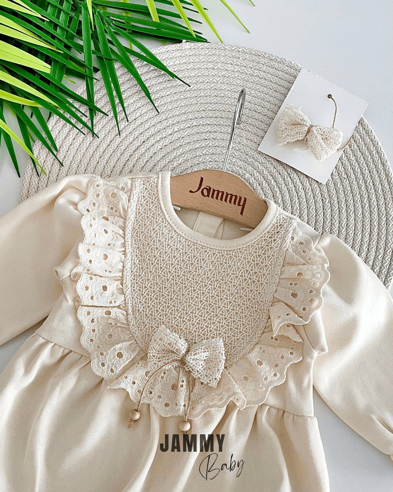 Amelia Tokalı Dantel Roba Detaylı Tulum Set-KREM