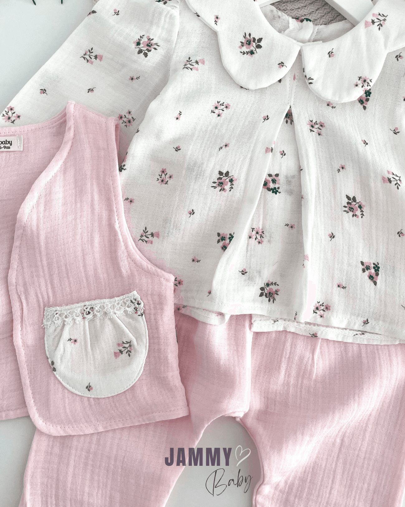 Dream Spring Müslin Yelekli 3'lü Takım-PEMBE