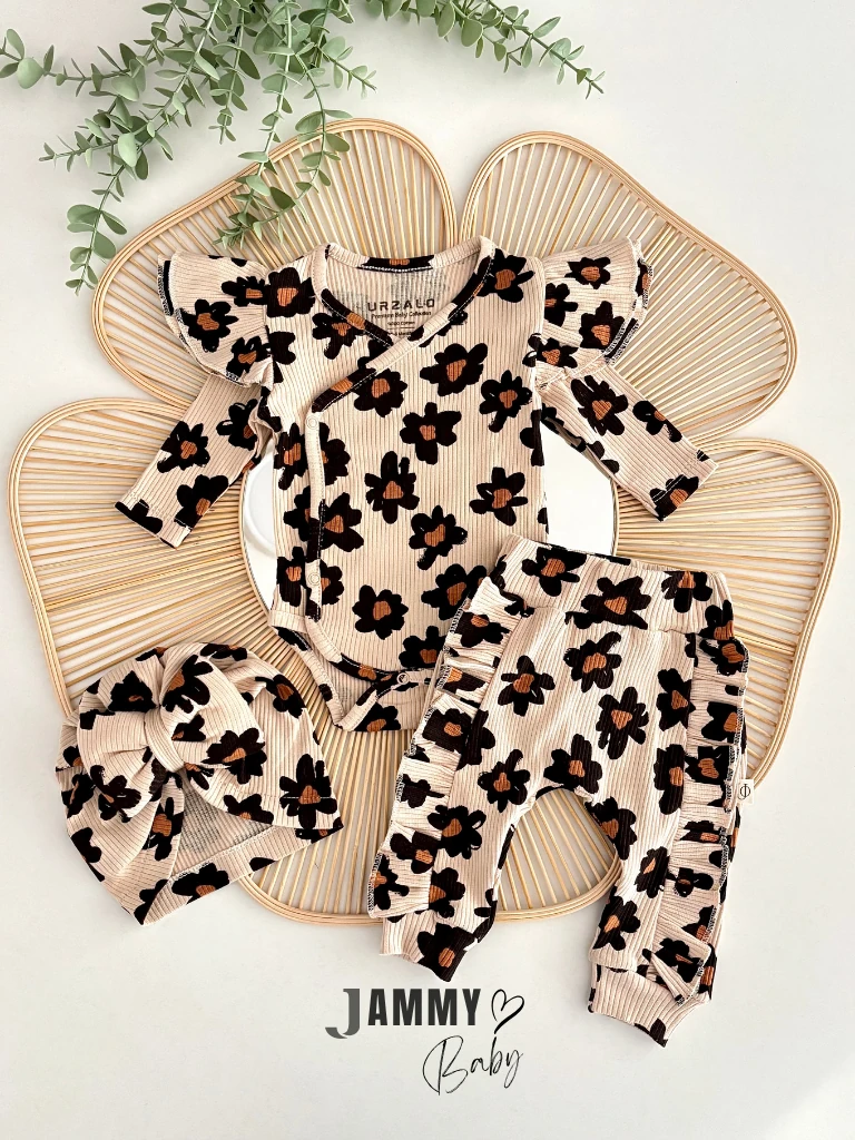 Bloomia Fırfırlı Boneli Ribana Takım-KAHVERENGİ