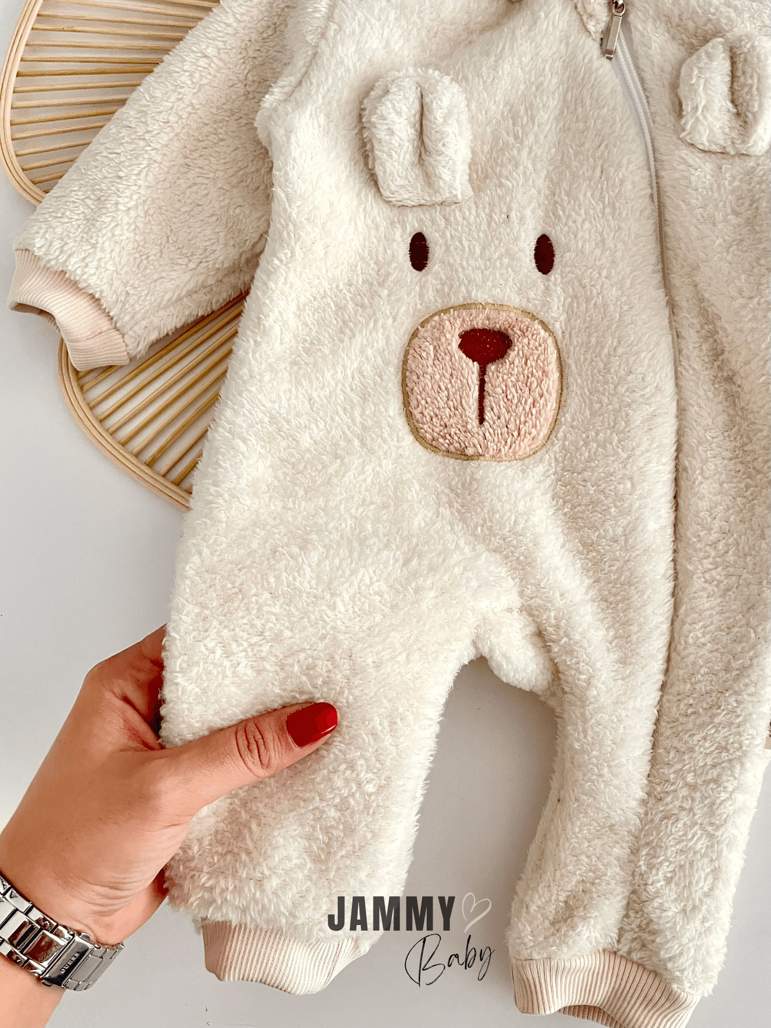 Ayıcık Fermuarlı Peluş Tulum-BEJ