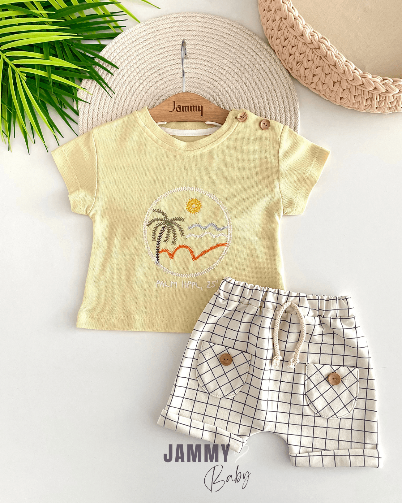 Palm Lacoste Tişört / Şort Takım -SARI