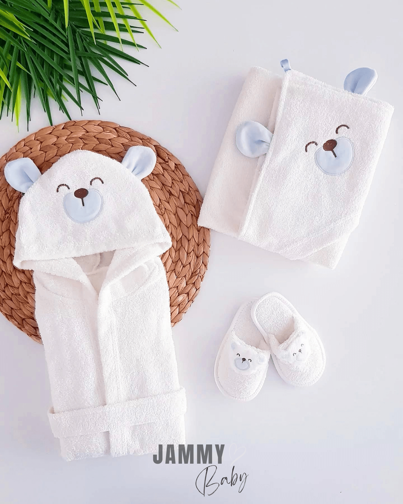 Baby Dog 3 Parça Bornoz Set-MAVİ