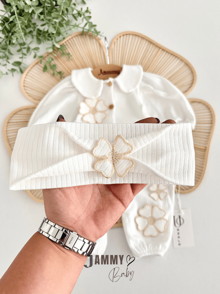 Daisell Nakış İşlemeli Bandanalı Tulum Set-EKRU