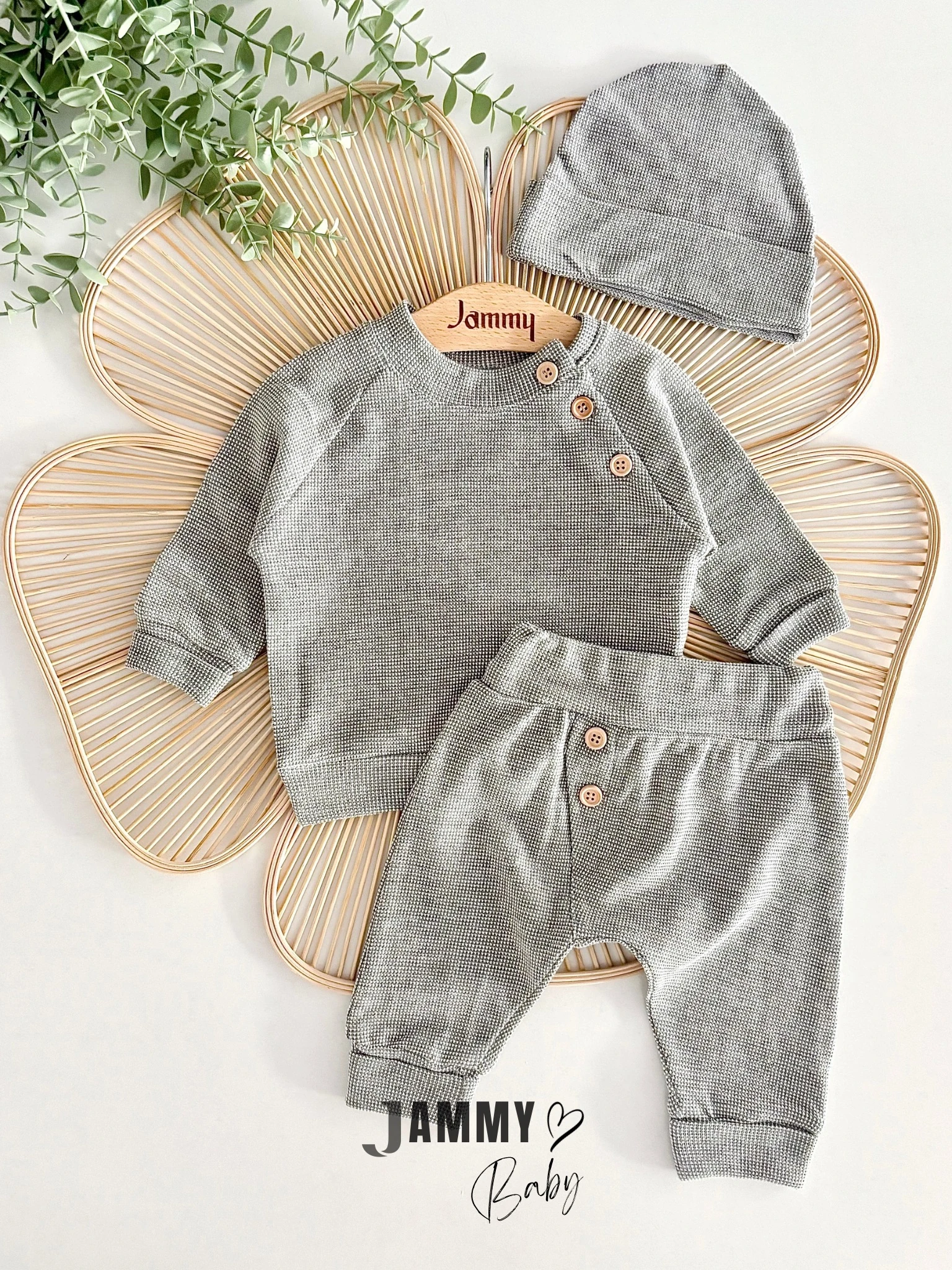 Pascal Waffle Dokuma Şapkalı Takım-GRİ