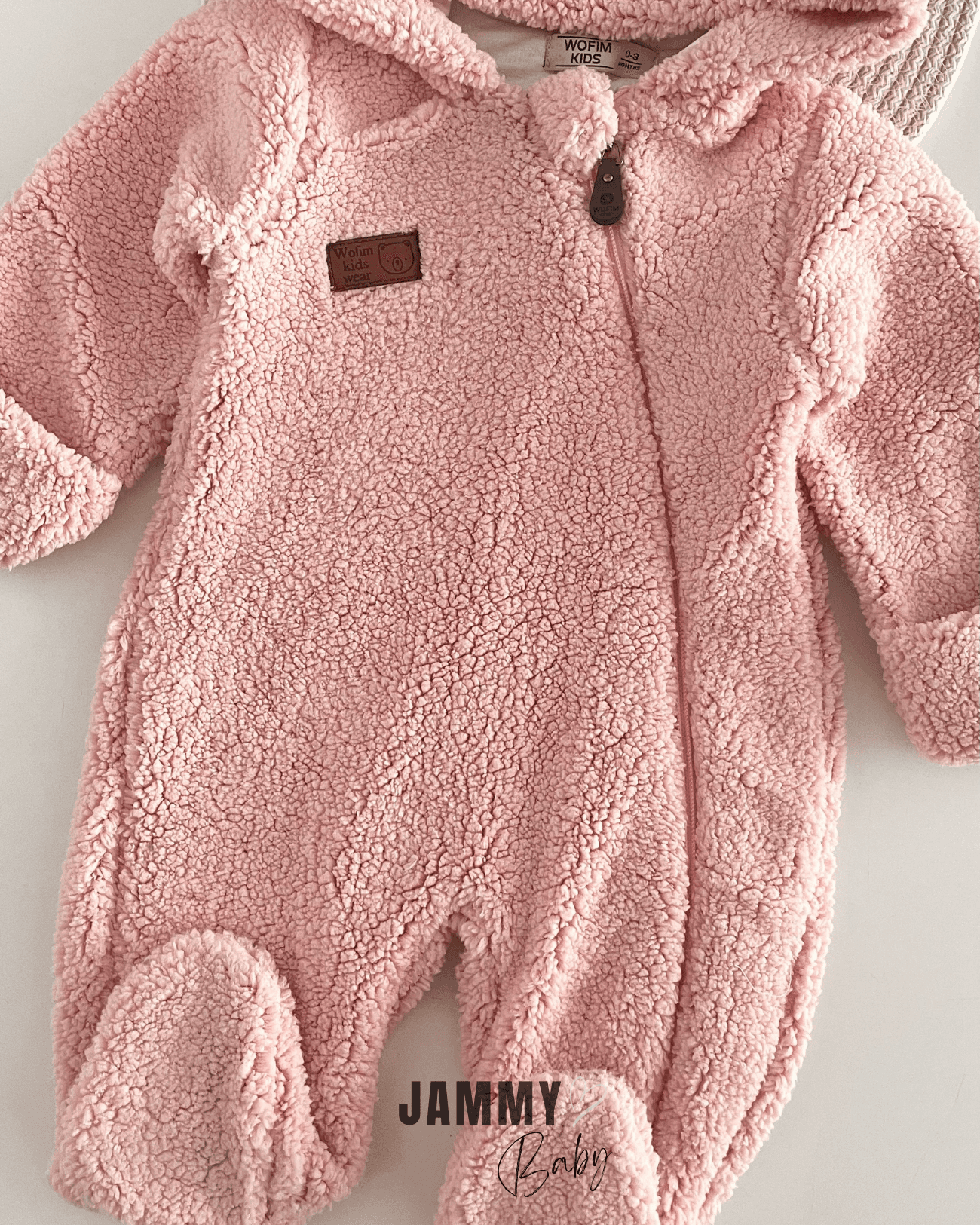 Bear Peluş Fermuarlı İçi Astarlı Tulum-GÜL KURUSU