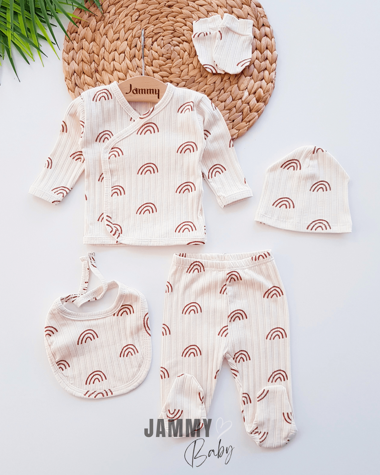 Rainbow Kaşkorse 5 Parça Yenidoğan Set-KREM
