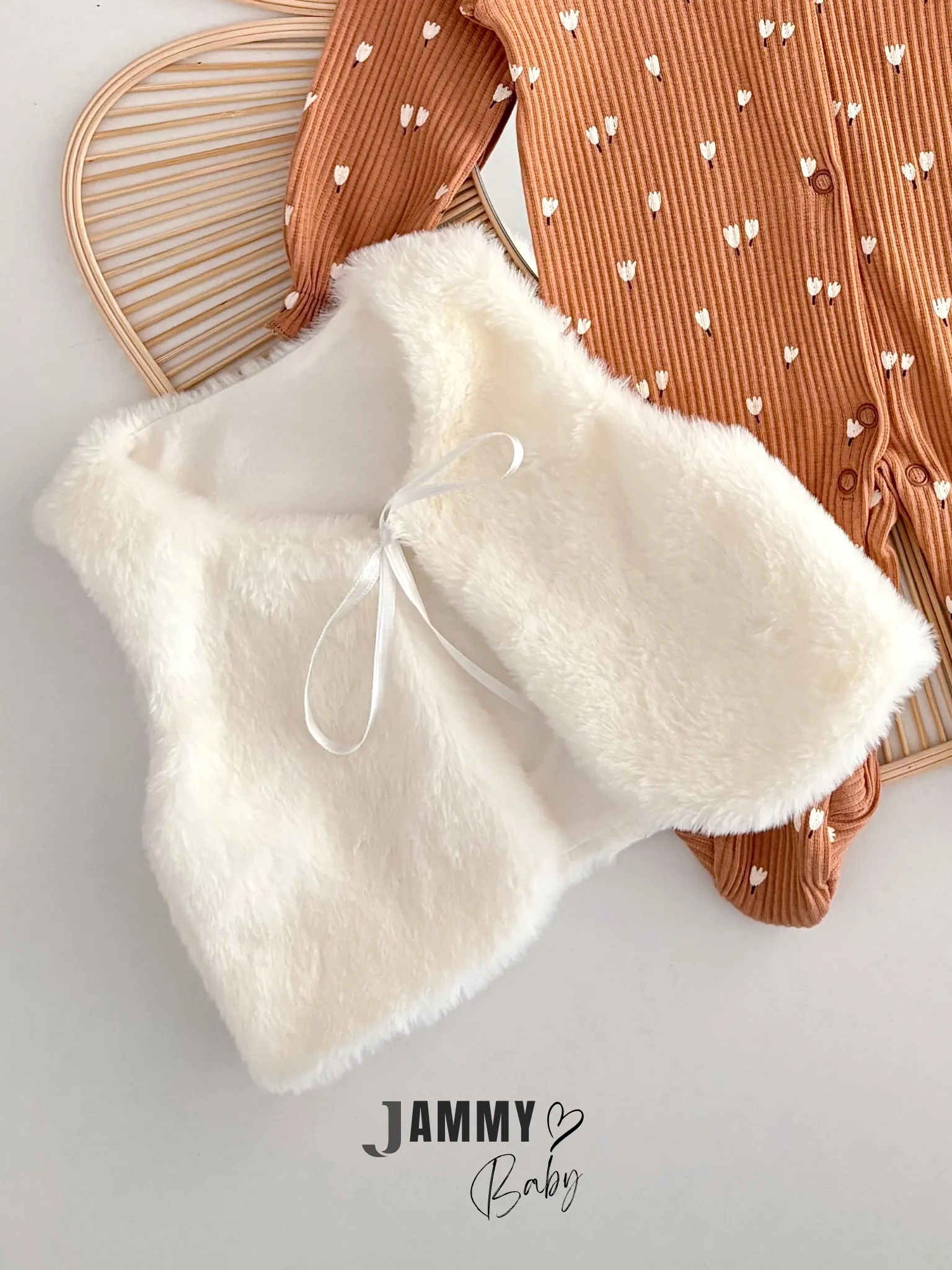 Lale Desenli Dik Yaka Kaşkorse Tulum / Peluş Yelek-KAHVERENGİ