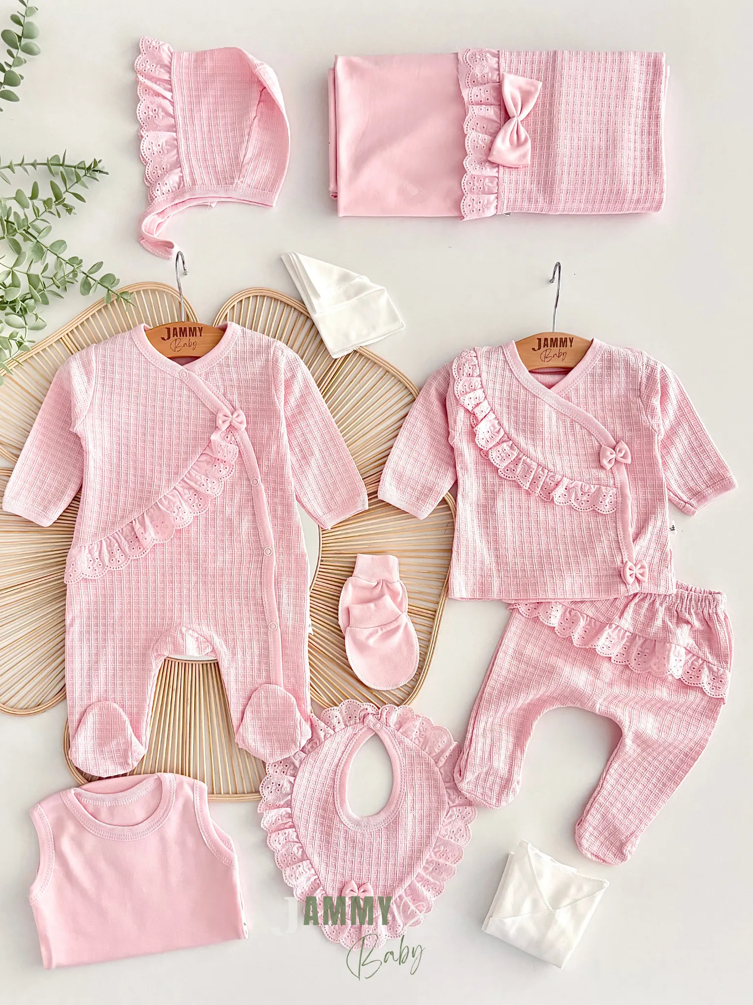 Mathilda Petek Dokuma 10 Parça Yenidoğan Set-PEMBE