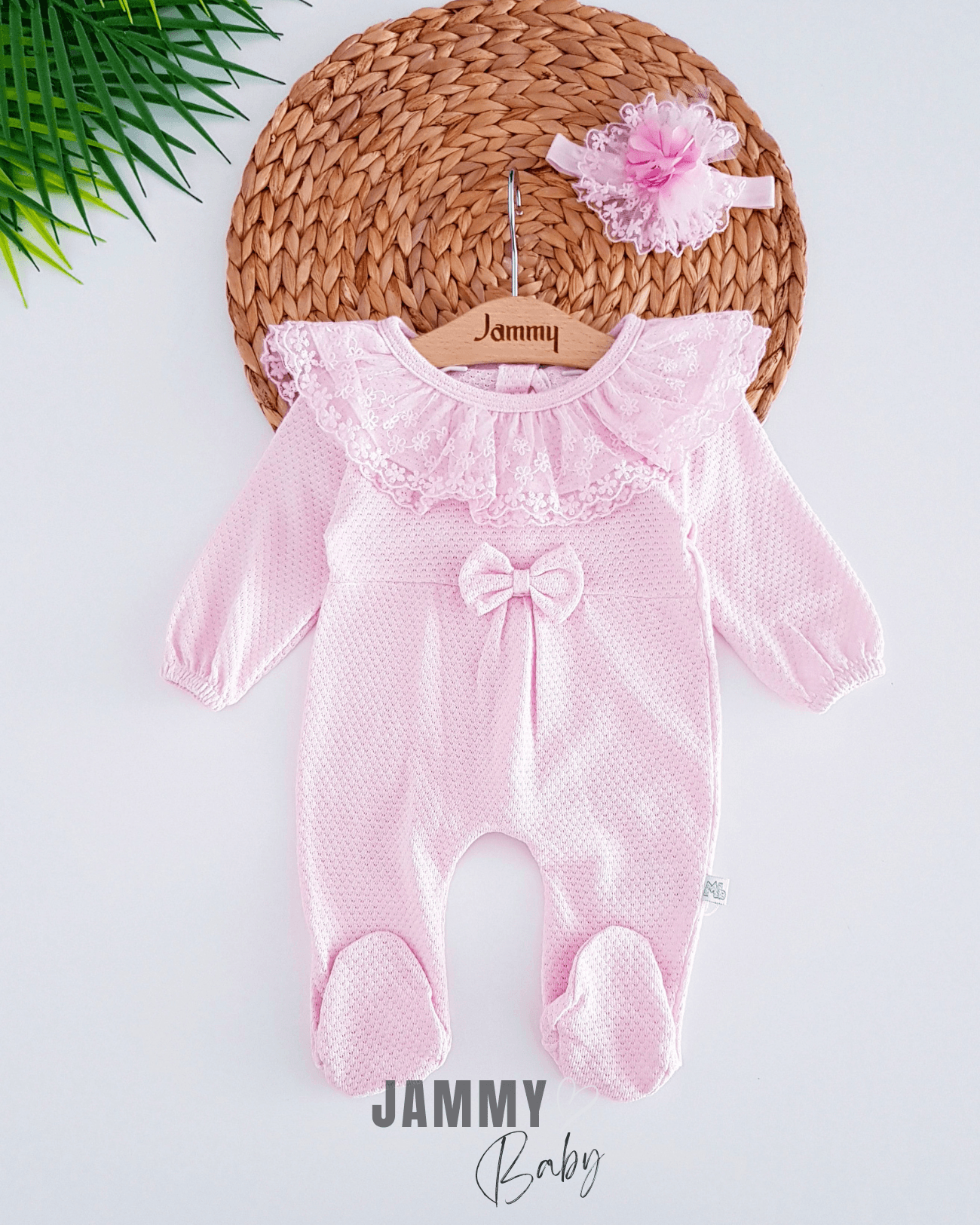 Torino Dantel Yaka Bandanalı Tulum Set-PEMBE