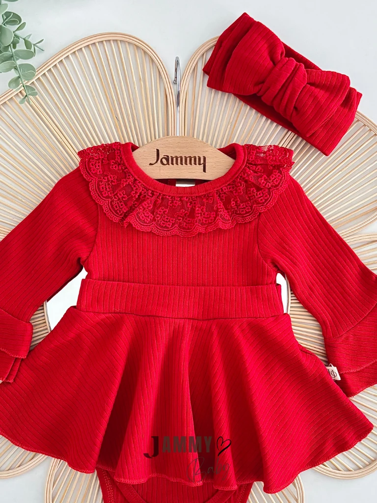 Violetta Kaşkorse Bodysuit Elbise Set-KIRMIZI