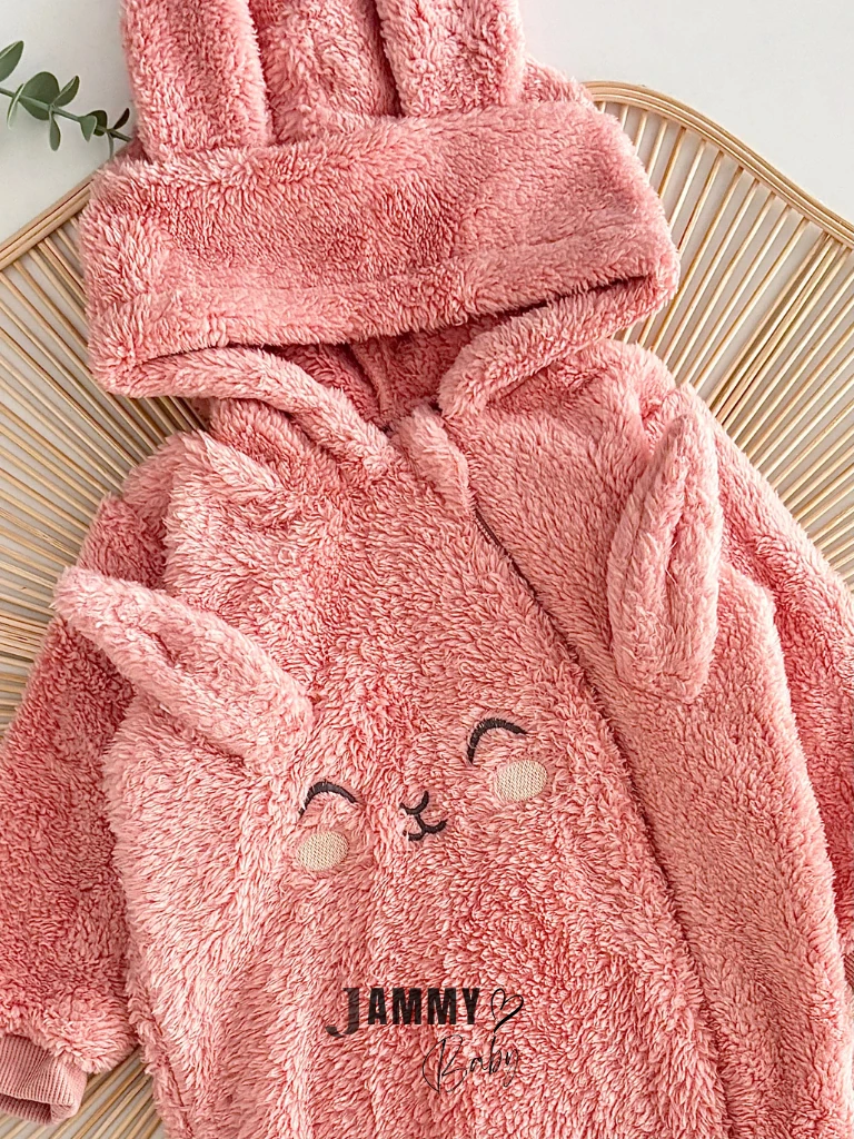 Tavşancık Fermuarlı Peluş Tulum-SOFT GÜLKURUSU