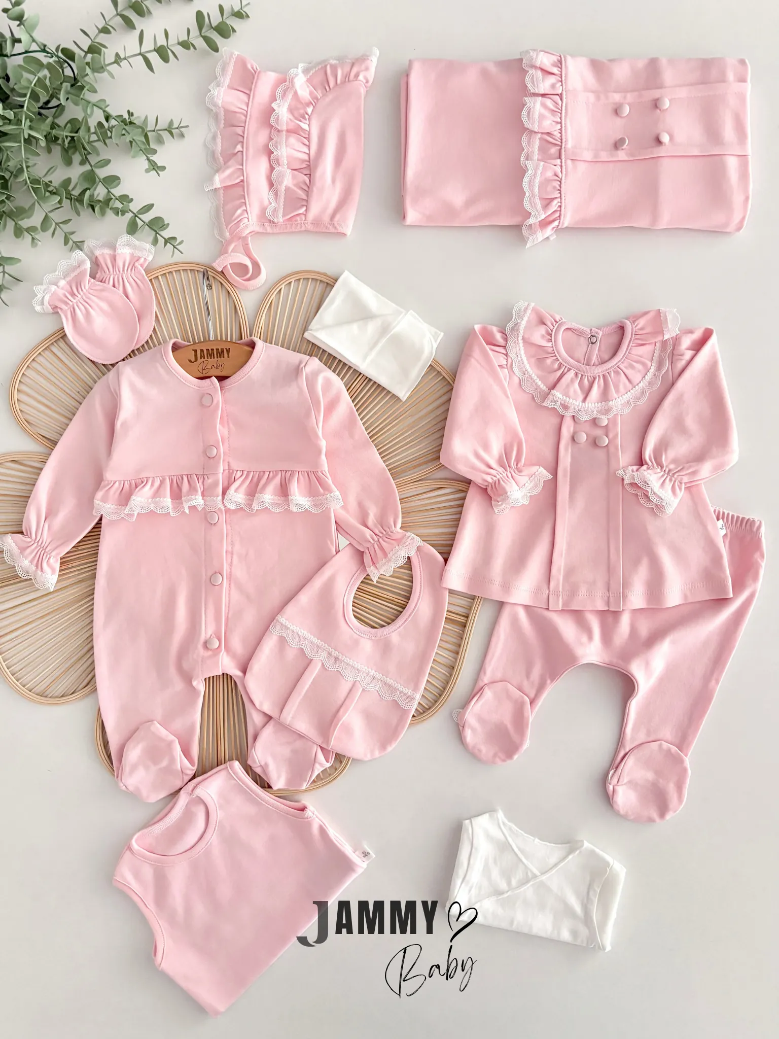 Elegant Dantelli 10 Parça Yenidoğan Set-PEMBE