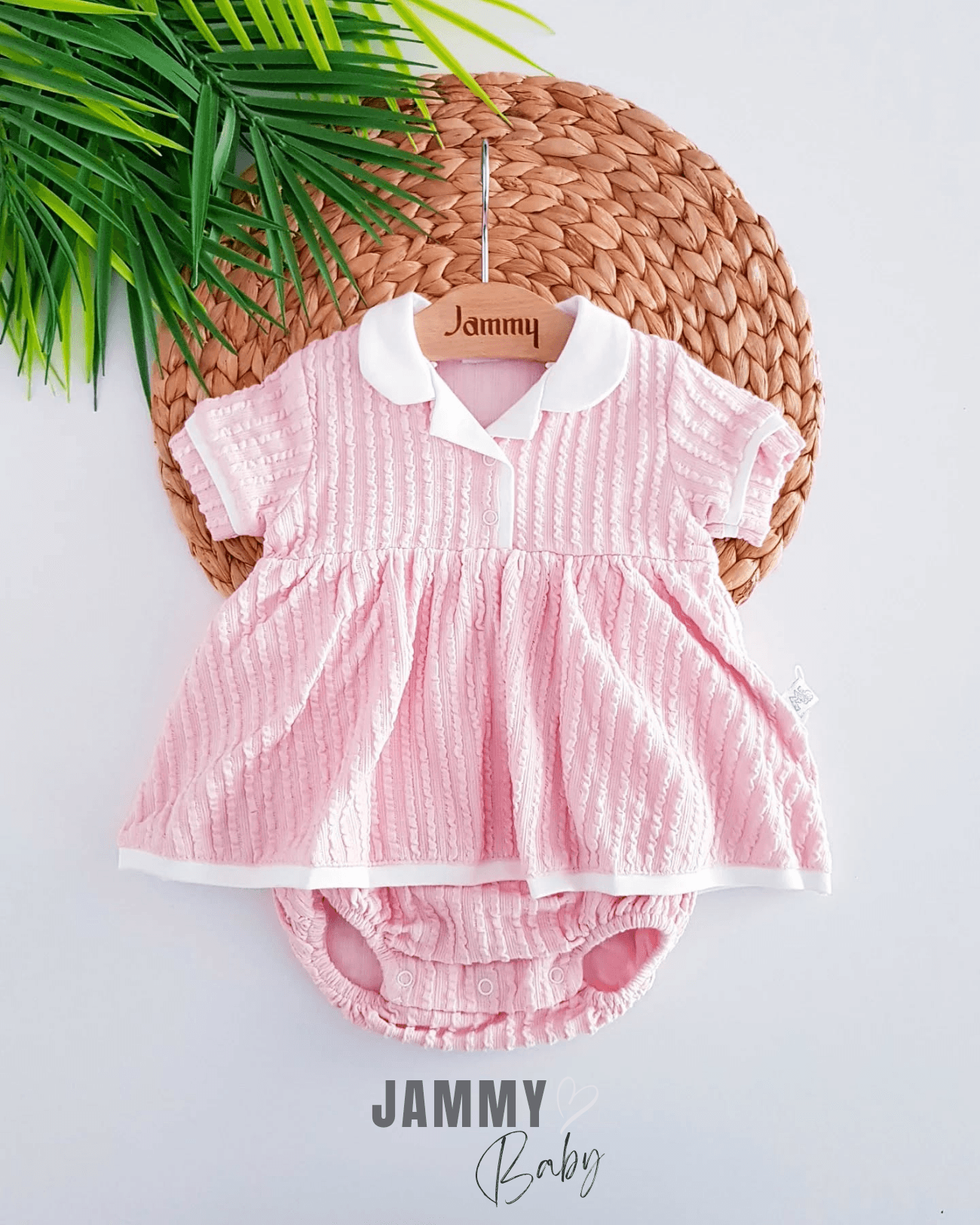 Şila Kendinden Desenli Bodysuit-PEMBE