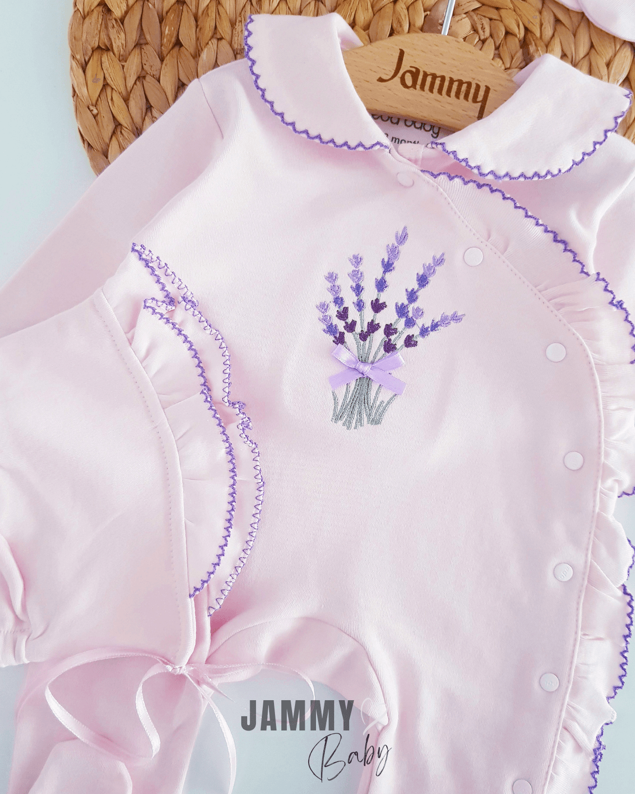 Lavanta Nakış Kroşetalı 3 Parça Tulum Set-PEMBE