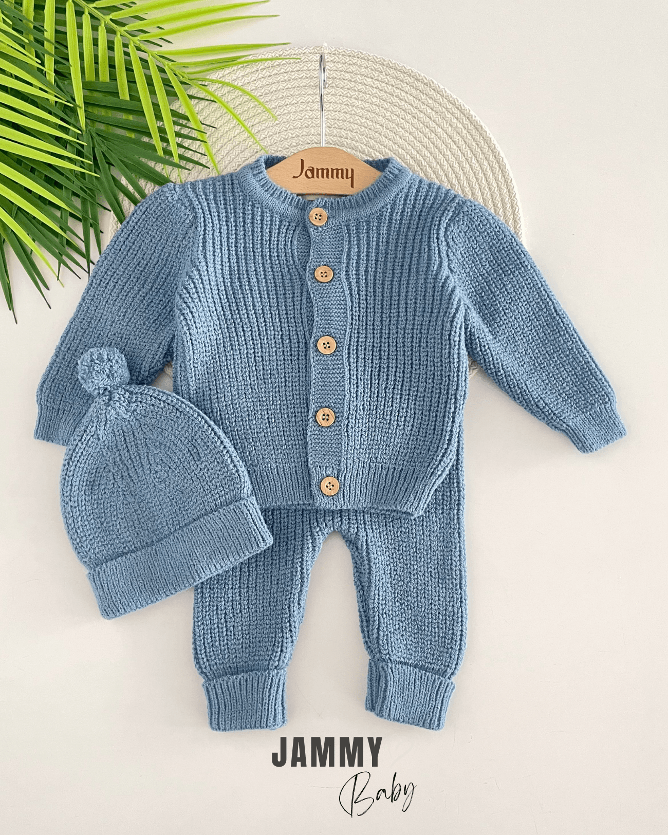 Triko Hırkalı Unisex Şapkalı Takım-İNDİGO