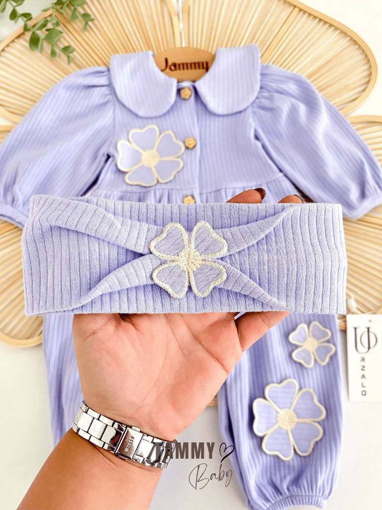 Daisell Nakış İşlemeli Bandanalı Tulum Set-LİLA