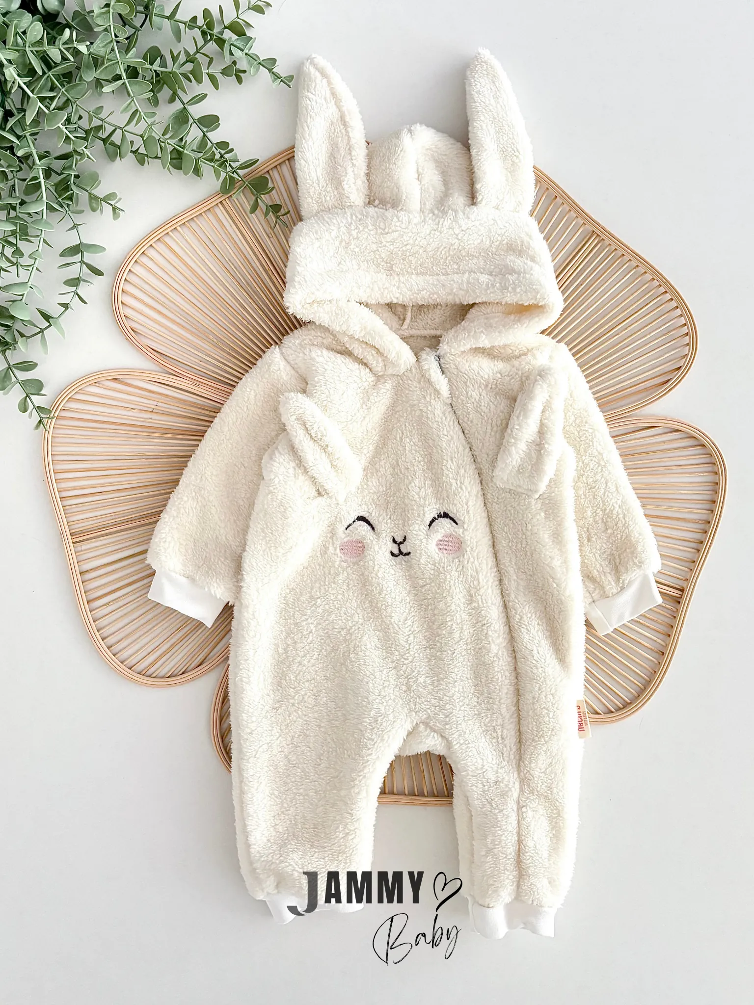 Tavşancık Fermuarlı Peluş Tulum-KREM