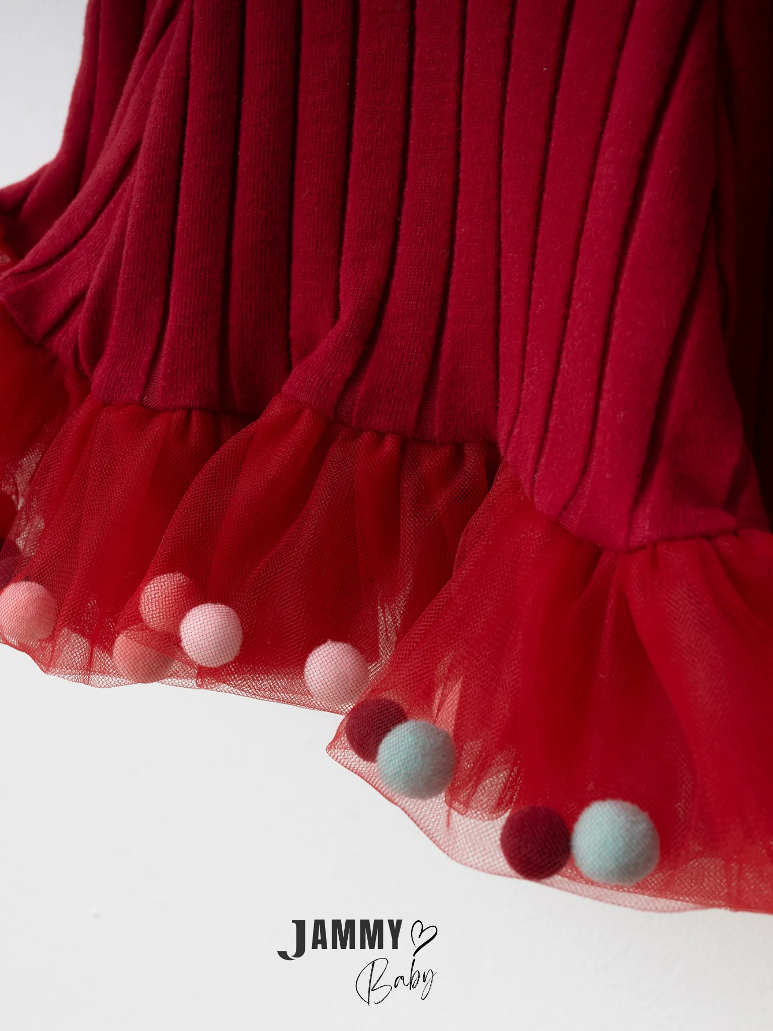 Candy Ponponlu Puffy Elbise-BORDO