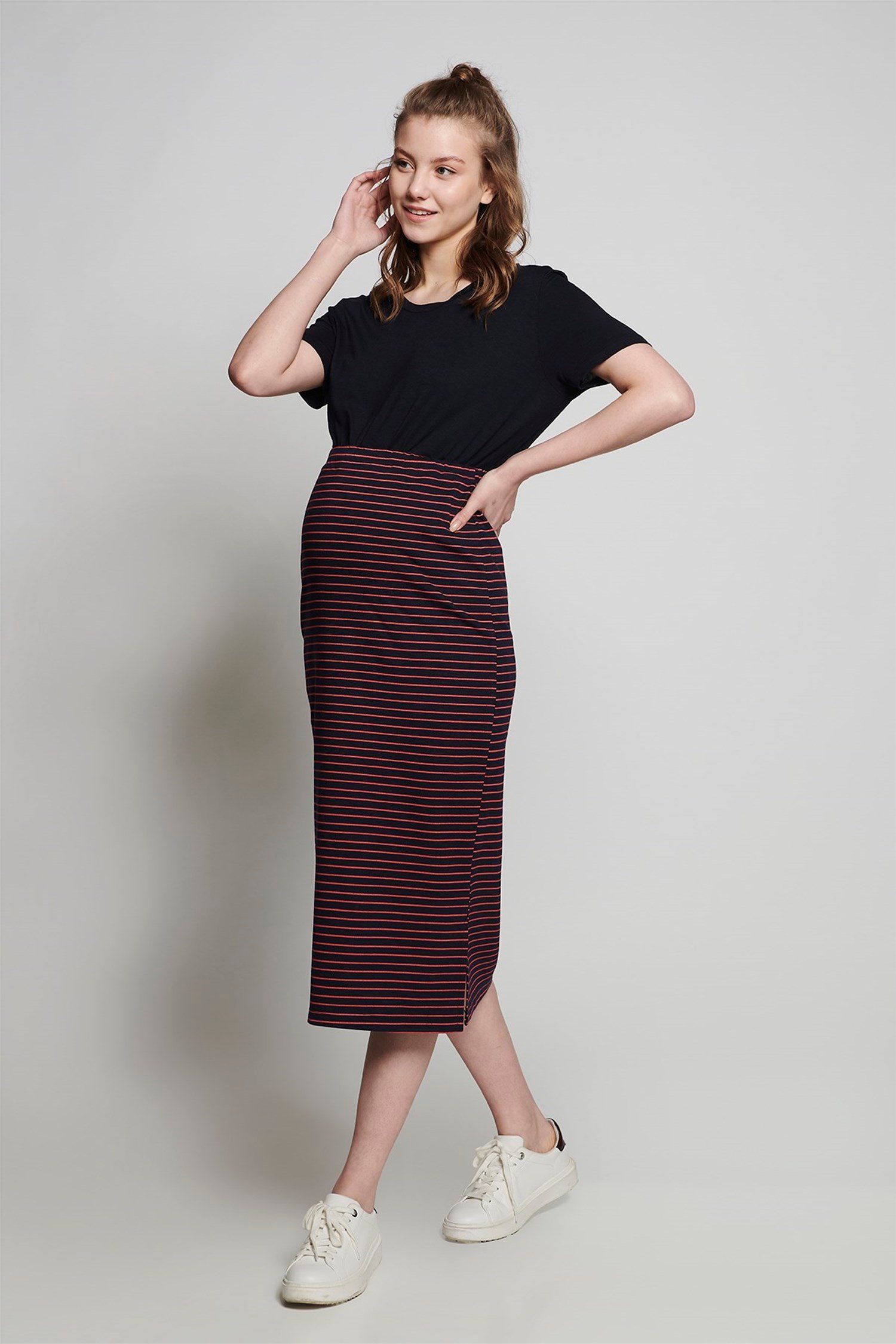 Lesley Hamile Etek - LACİVERT/KIRMIZI