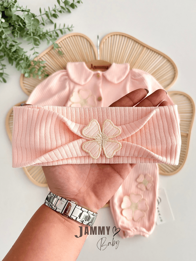 Daisell Nakış İşlemeli Bandanalı Tulum Set-PUDRA