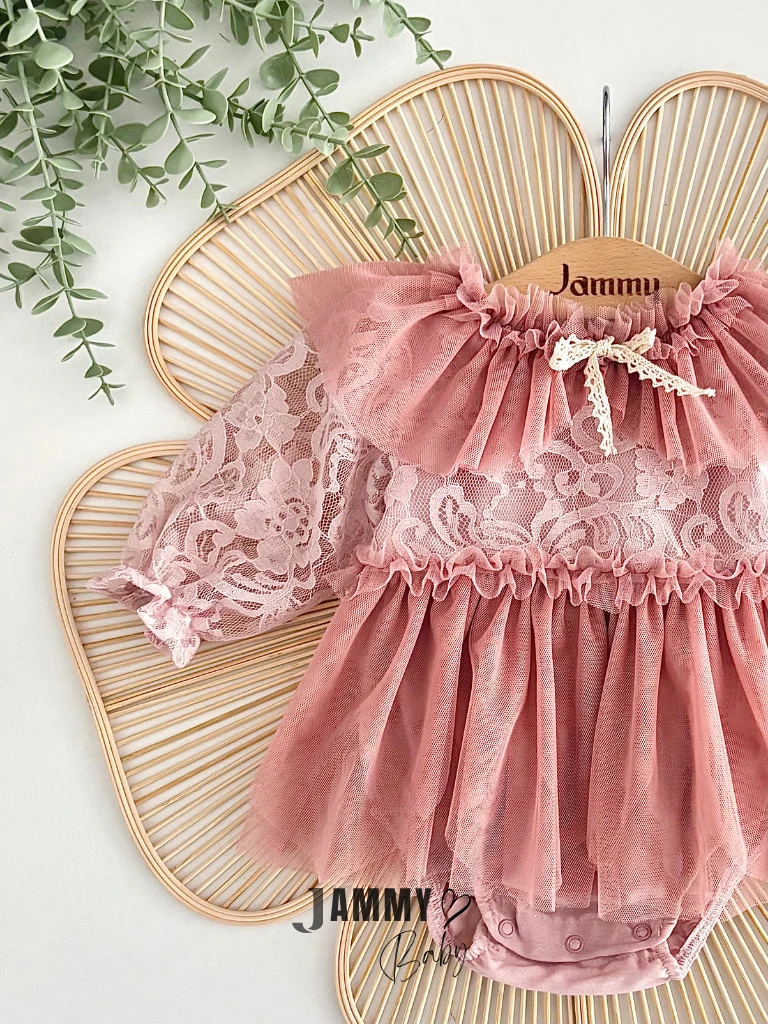 Sindirella Dantelli Özel Gün Bodysuit Romper-GÜL KURUSU