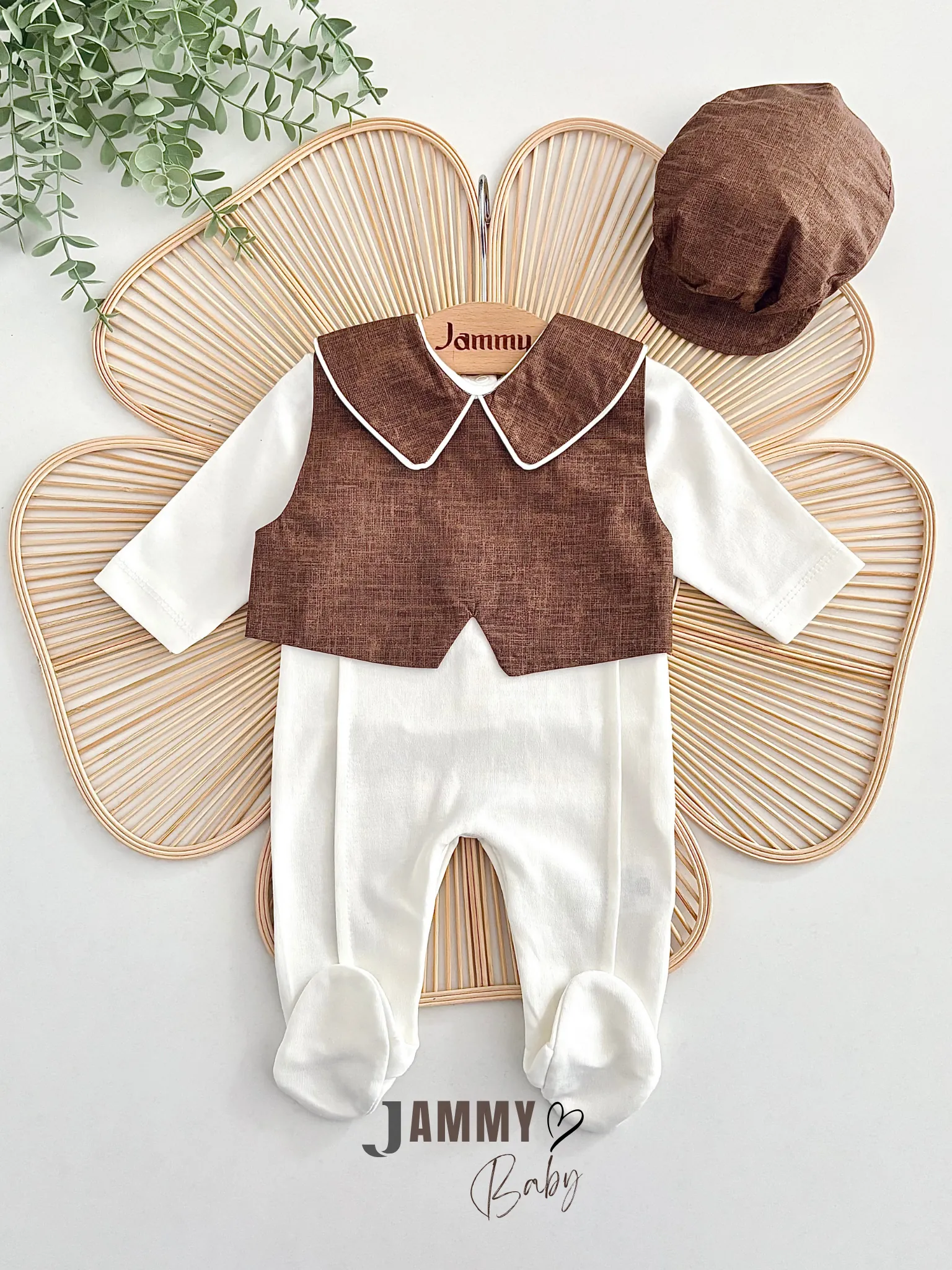 Rodney Flat Şapkalı Önlük Detaylı Tulum Set-ACI KAHVE