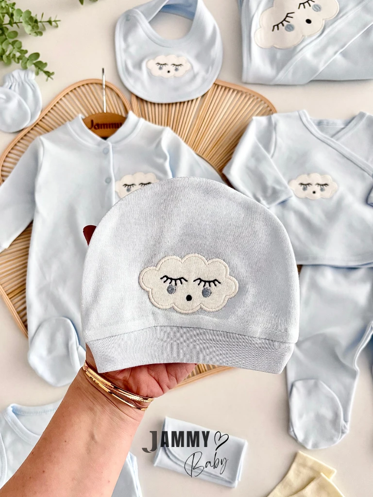 Tatlı Bulut 10 Parça Yenidoğan Hastane Çıkış Seti-MAVİ