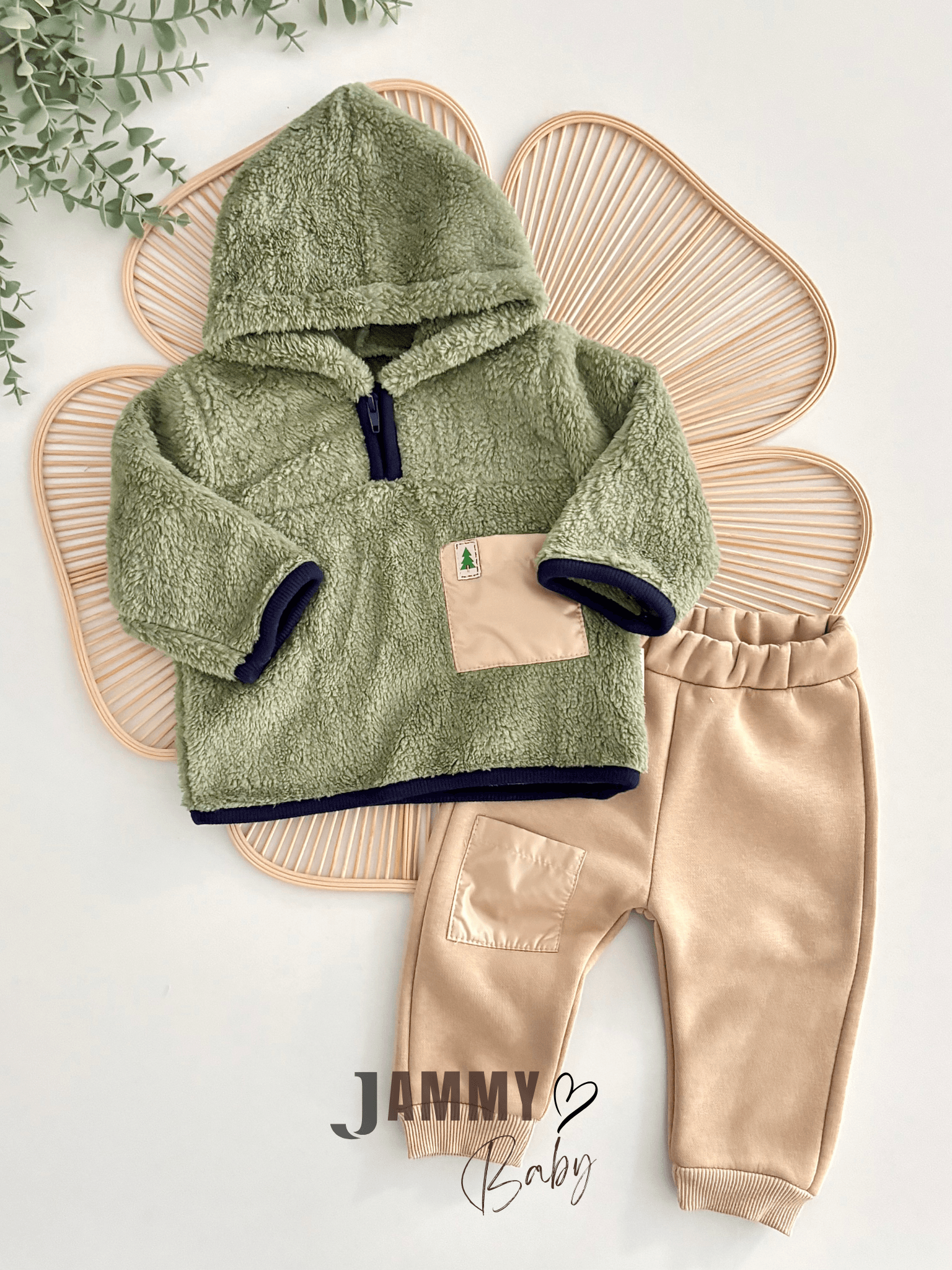 Cool Clup Peluş Sweat / Şardonlu Pantolon Set-YEŞİL