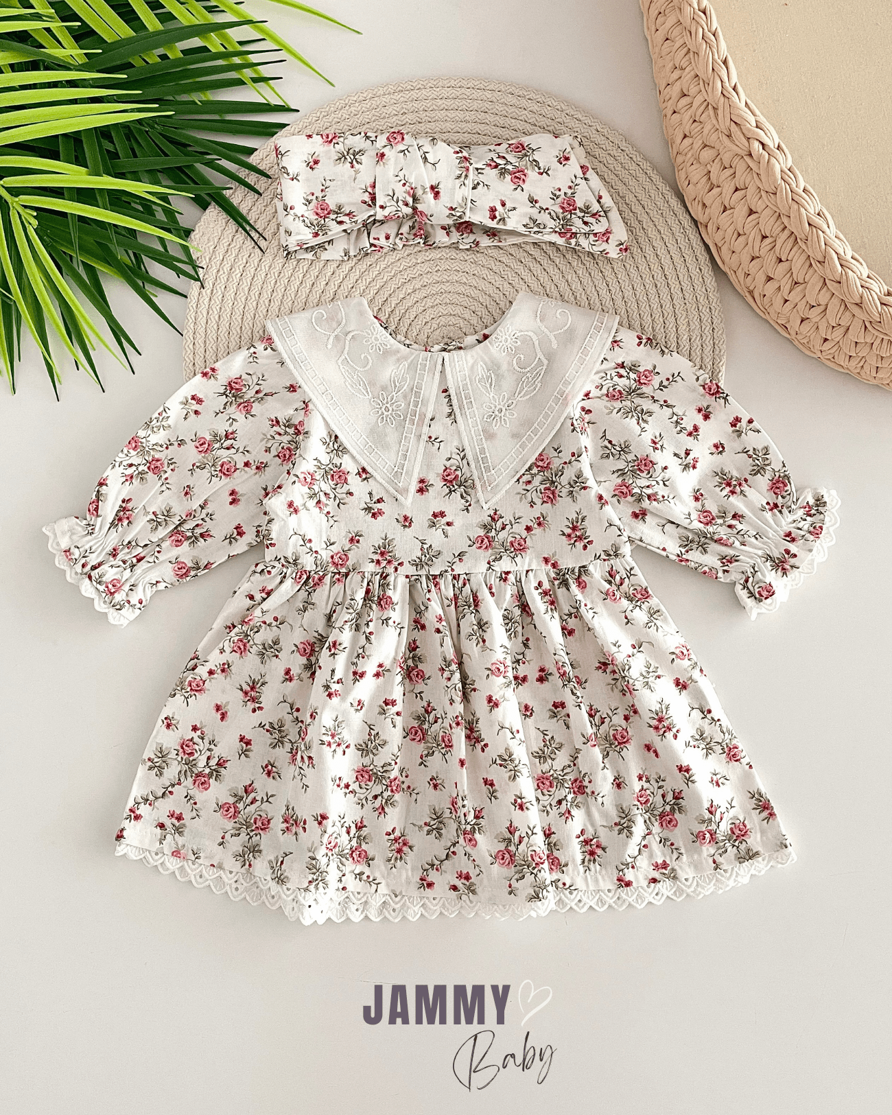 Çiçek Desenli Fisto Yakalı Poplin Elbise Set