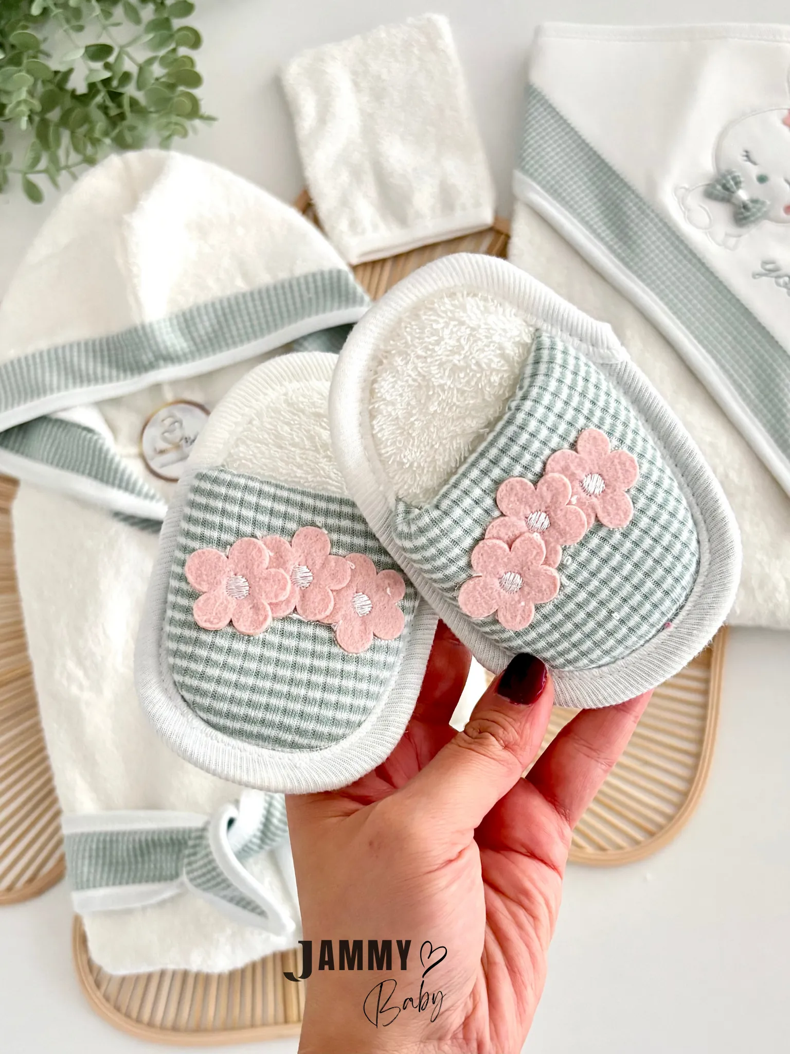 Love You Rabbits 4 Parça Bornoz Set-YEŞİL