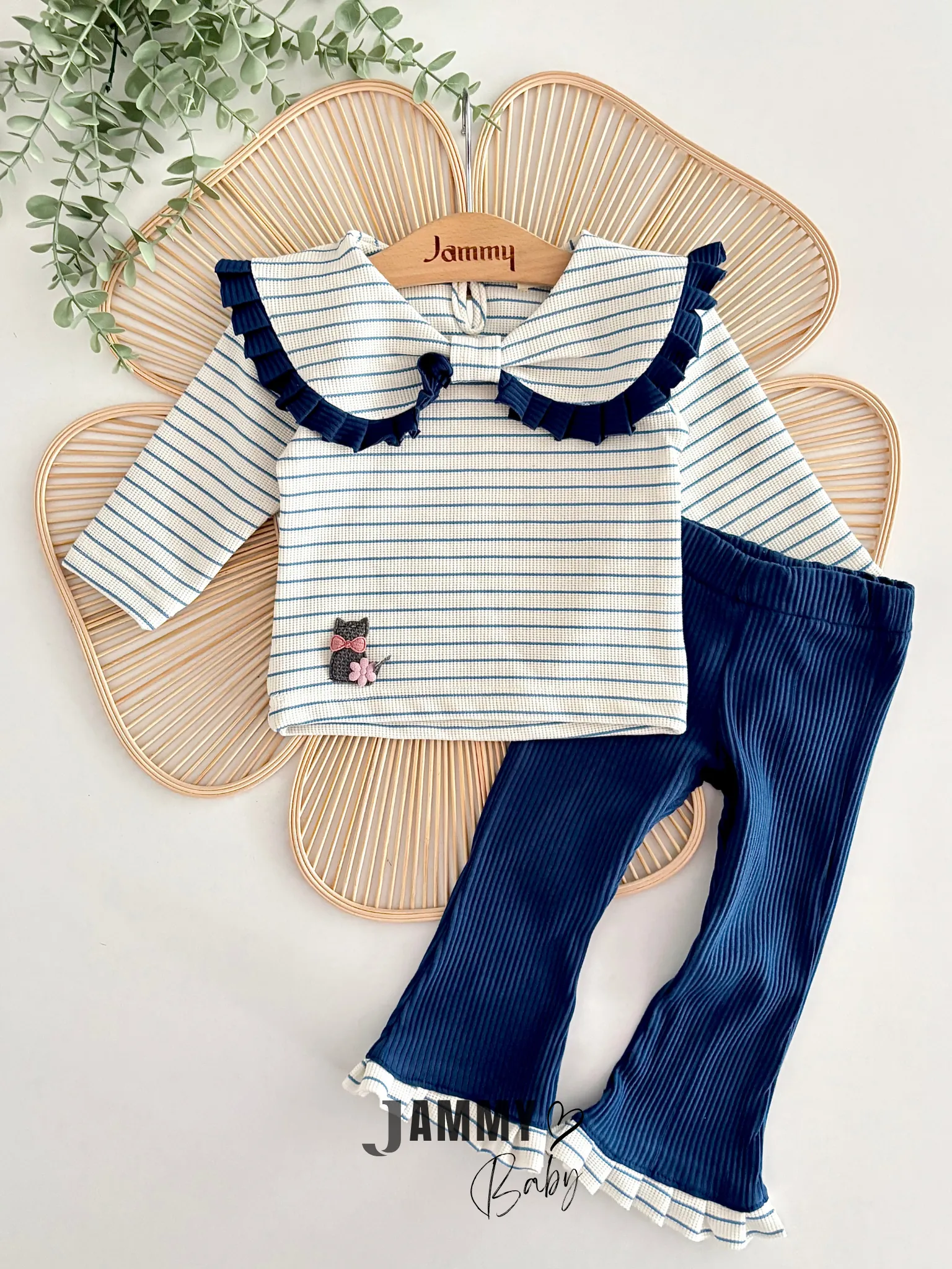 Belinay Fiyonk Yakalı 2'li Takım-LACİVERT