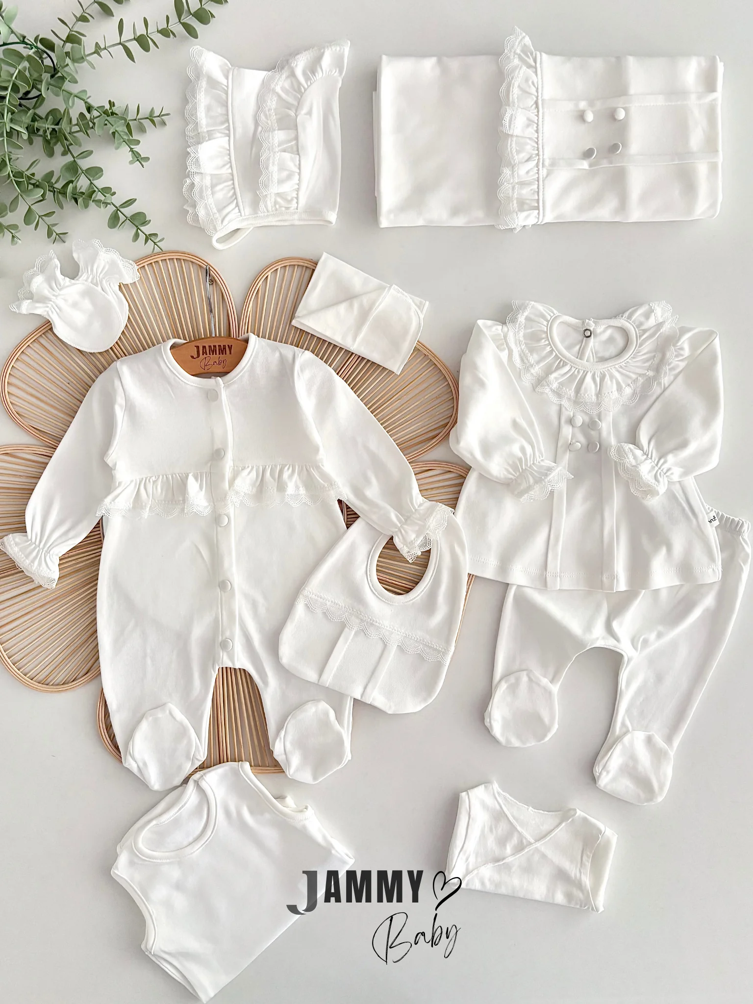 Elegant Dantelli 10 Parça Yenidoğan Set-EKRU