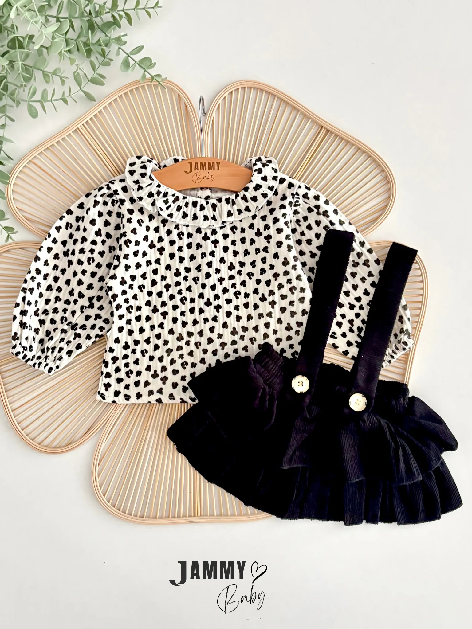 Tiny Leopard Müslin Gömlek / Kadife Salopet - SİYAH