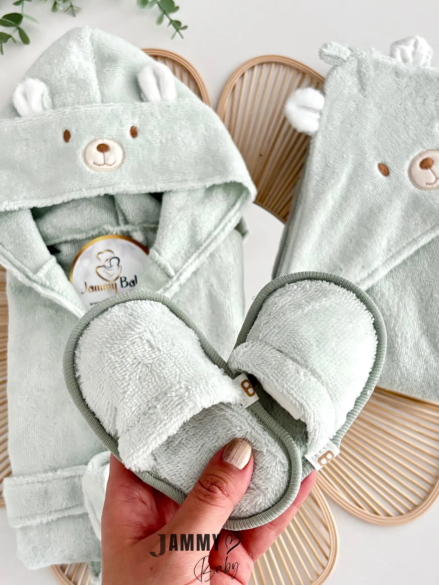 Bear's 3 Parça Bornoz Set-MİNT YEŞİLİ