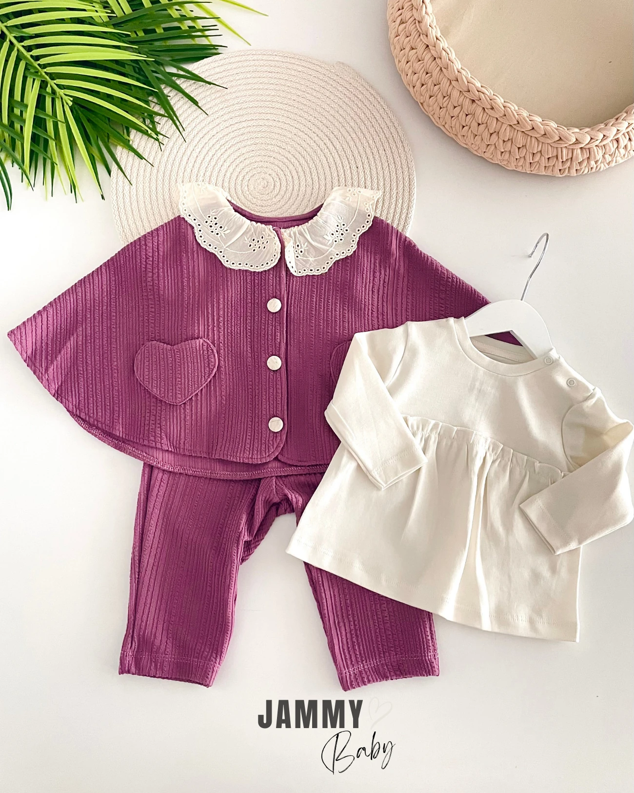 Hearts Bürümcük Desenli Pelerinli Takım-MÜRDÜM