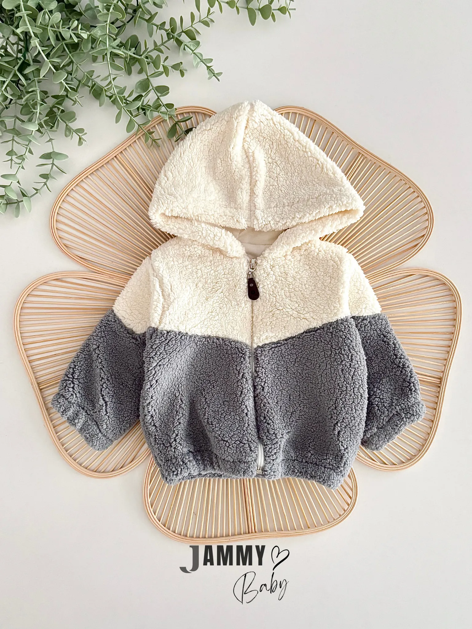 Teddy Peluş Fermuarlı Mont-ANTRASİT