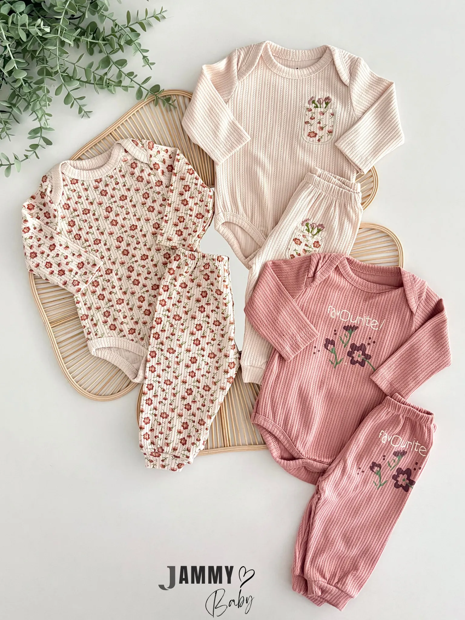 Favorite Jakarlı 3 Body / 3 Pantolon Takım-GÜL KURUSU