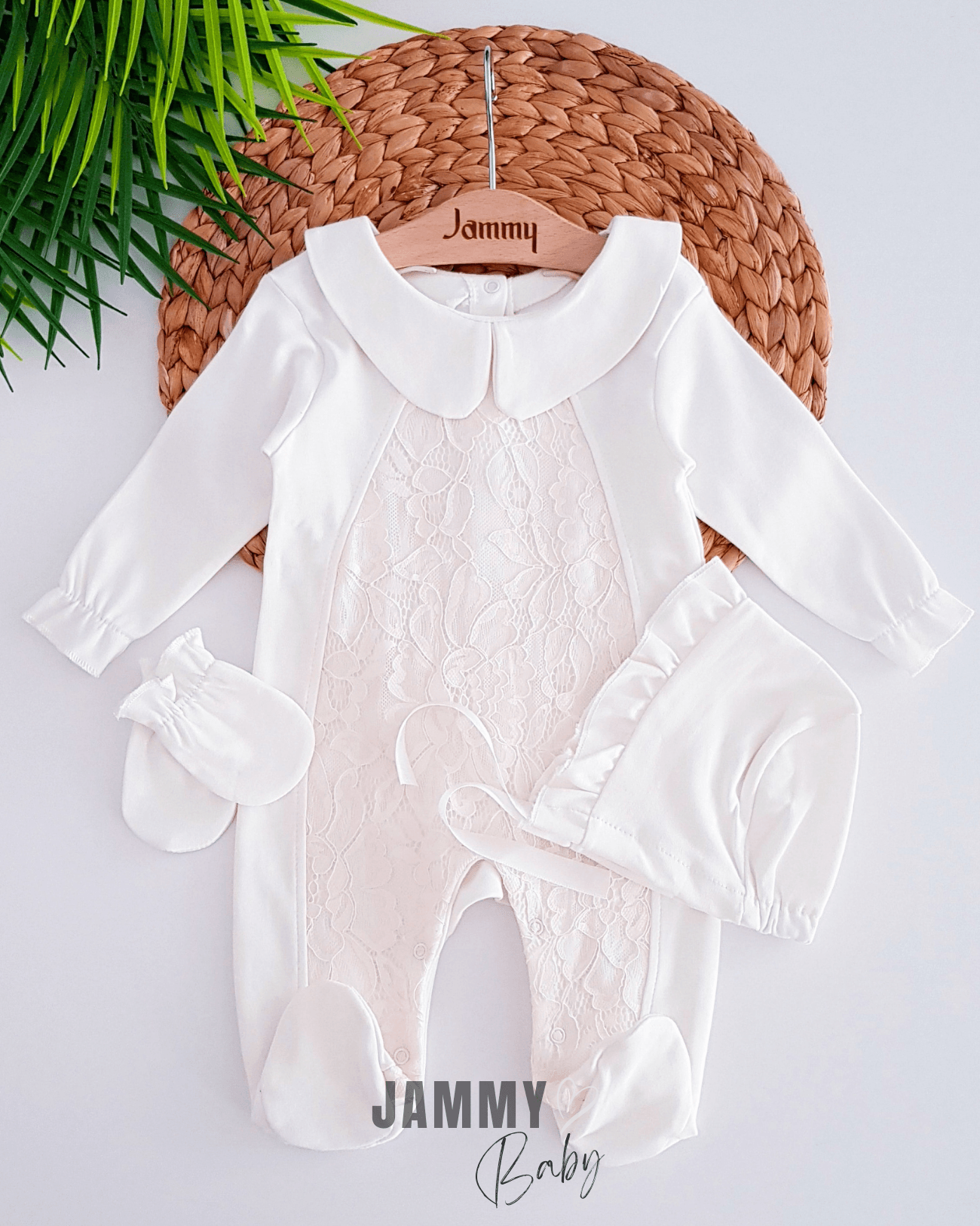 Belda Dantel Detaylı 3'lü Tulum Set-EKRU