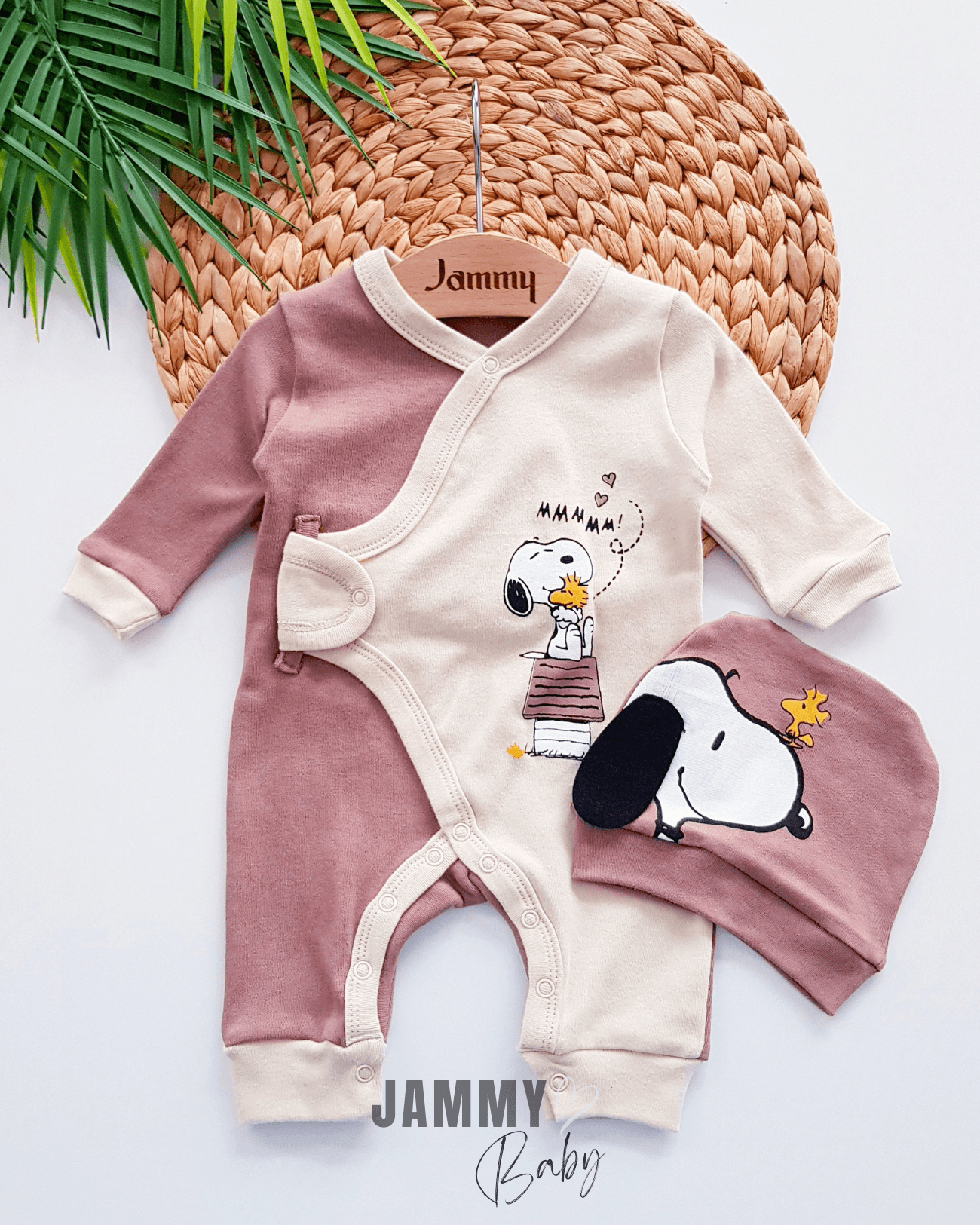 Snoopy Şapkalı Tulum Set-KAHVERENGİ