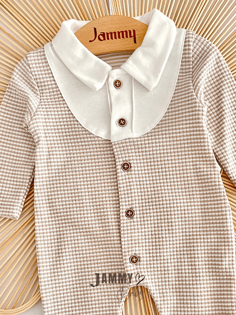 Pelee Pötikareli Gömlek Yaka Tulum-KAHVERENGİ