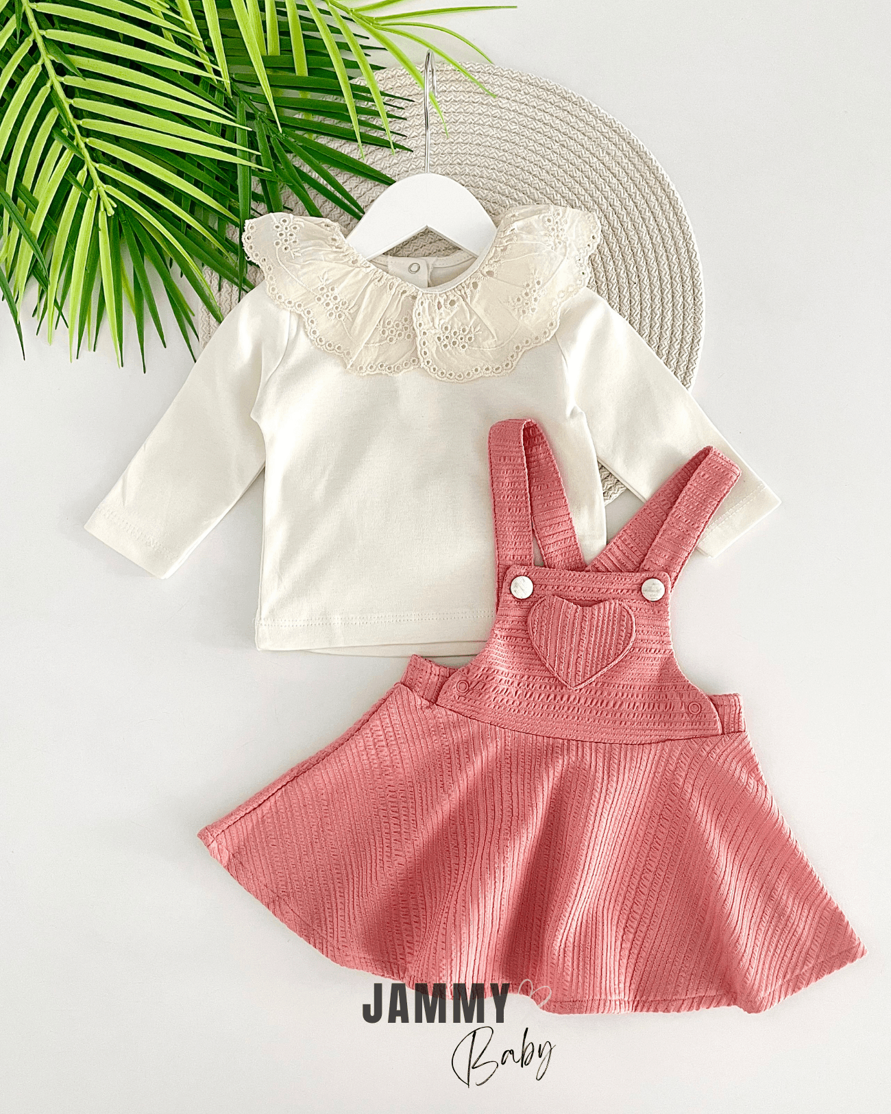 Hearts Salopet / Body Set-PEMBE