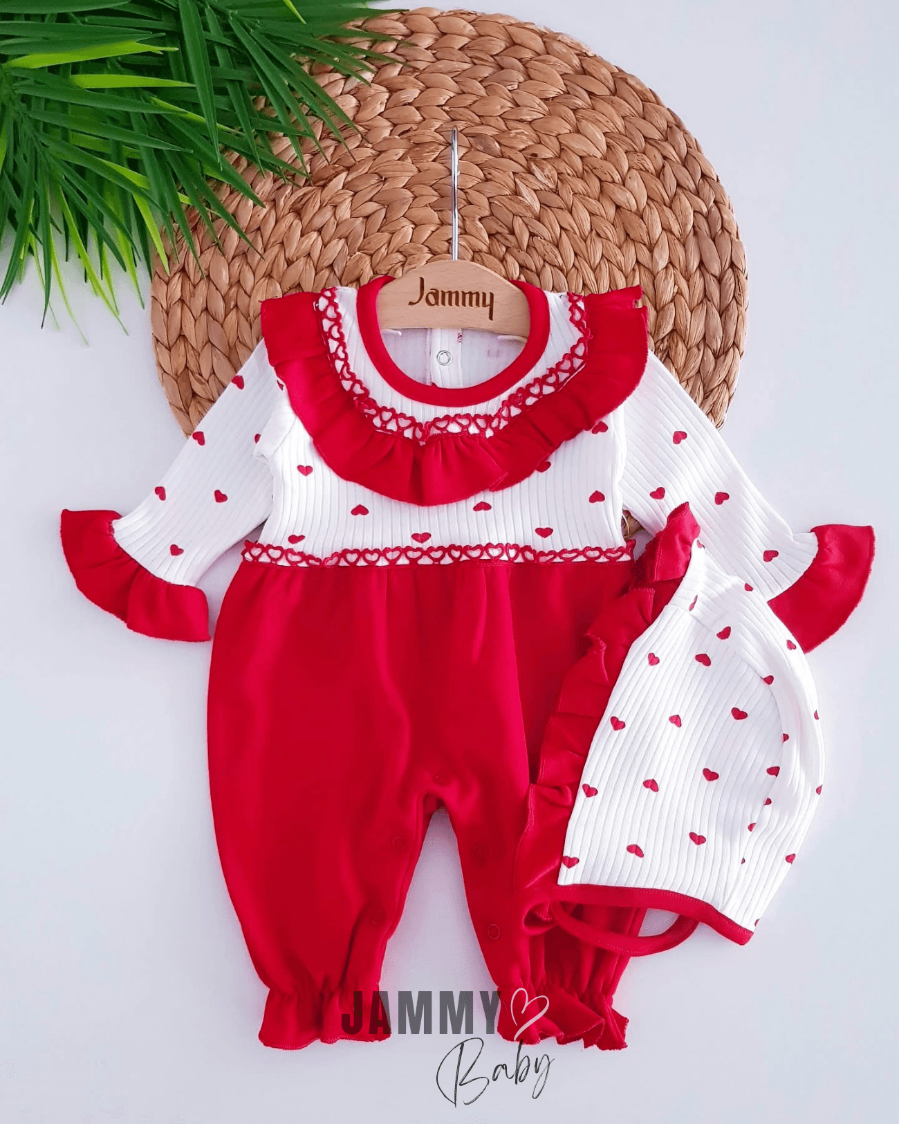 Minik Kalpler Şapkalı Tulum Set-KIRMIZI